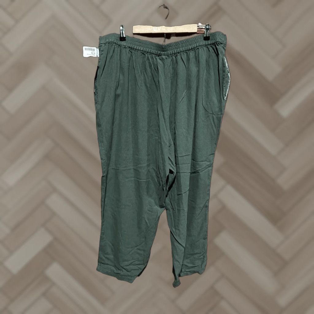 Vintage VINTAGE Woman Within Womens Green Cropped Linen Pants 24W Petite NWT Green Cropped Linen Pants Women 24W Petite NWT Mens? Size 42" / US 20 - 1 Thumbnail