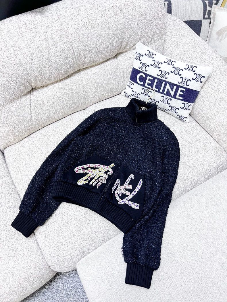 Chanel Chanel Studded bead embroidery letter logo blue tweed jack Size XS / US 0-2 / IT 36-38 - 2 Thumbnail