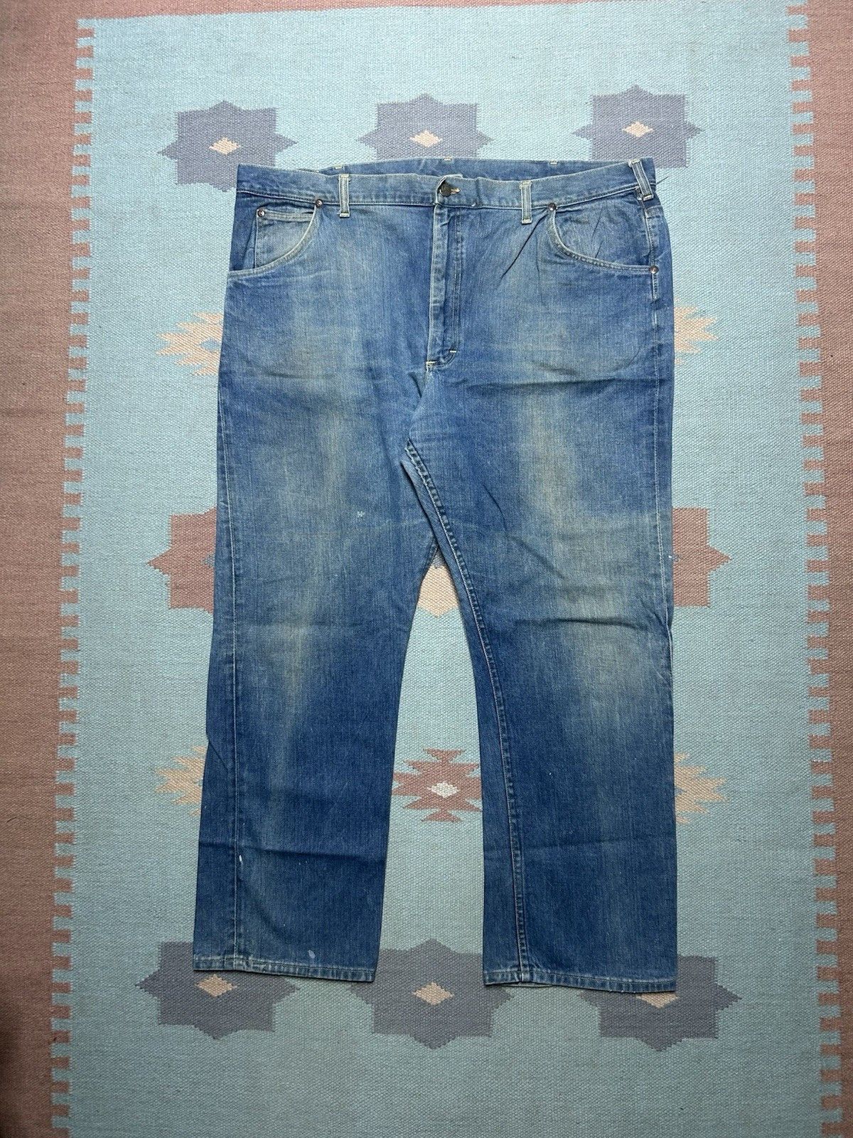 Vintage Vtg 1960s Lee riders jeans faded half selvedge jerky 44x29 Size US 44 / EU 60 - 1 Thumbnail