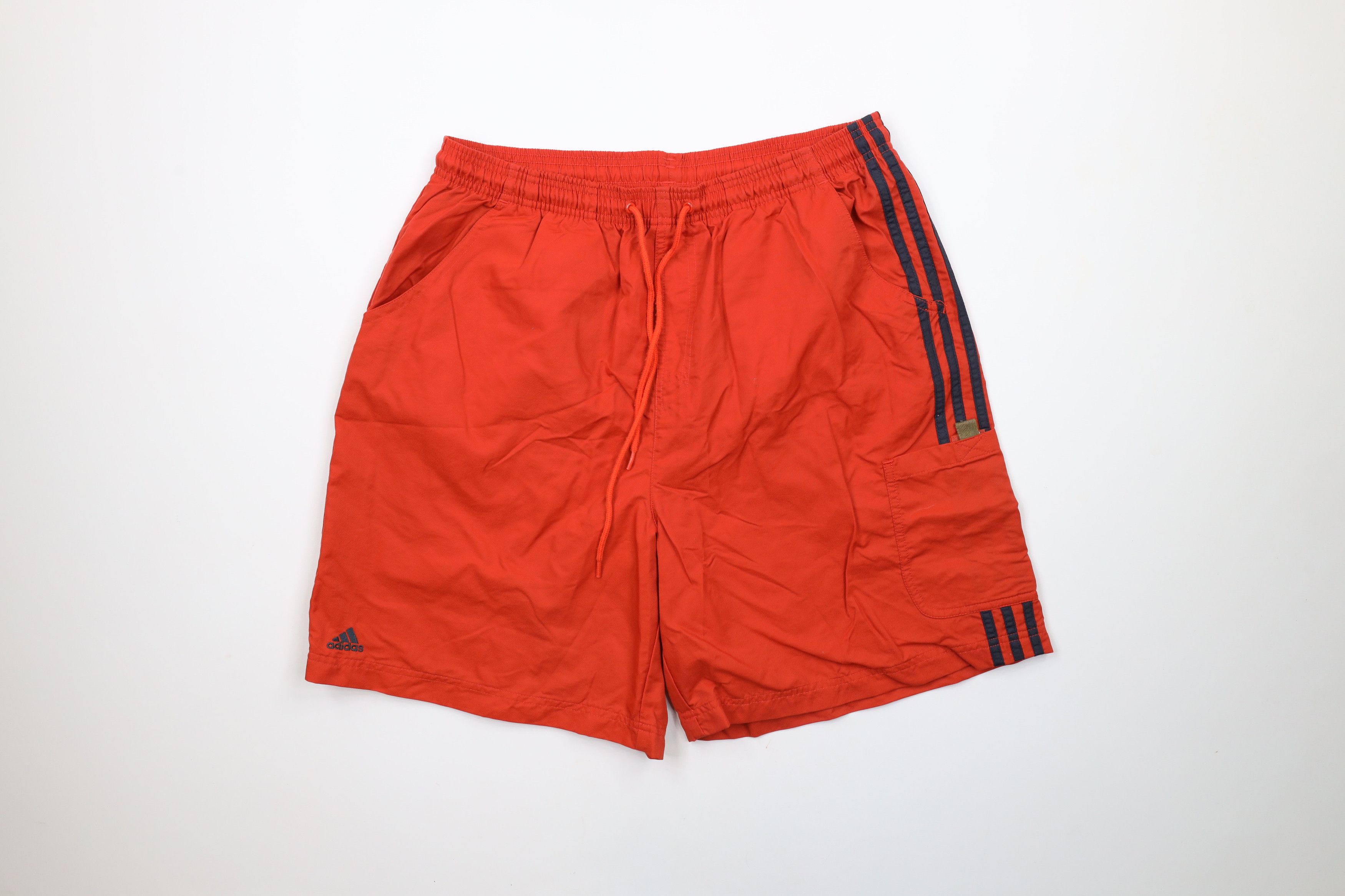 Adidas × Vintage Vintage 90s Adidas Striped Above Knee Shorts Orange Nylon Size US 34 / EU 50 - 1 Thumbnail