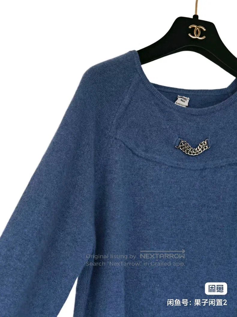 Hermes Hermes Sophisticated blue cashmere sweater Size S / US 4 / IT 40 - 6 Thumbnail