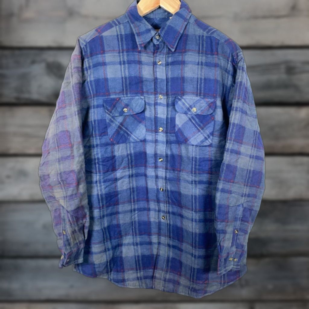 All Blues VINTAGE Northwest Territory Shirt Jacket Mens Large Tall Blue Plaid Quilted Lined Flannel Workwear Shirt Jacket Size US L / EU 52-54 / 3 - 1 Thumbnail