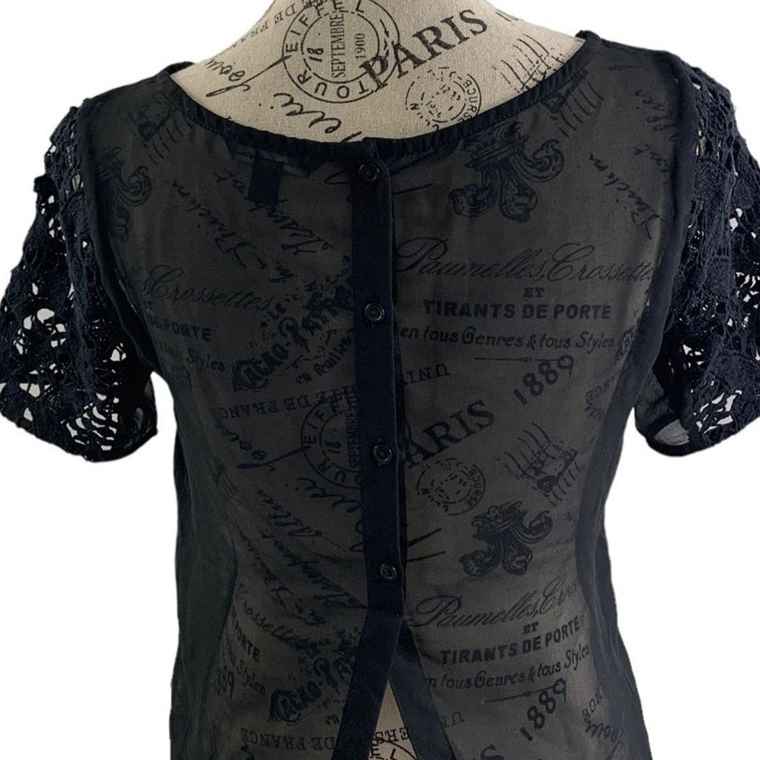 Other American Eagle Women’s Size XS Lace Top Black Sheer Size XS / US 0-2 / IT 36-38 - 5 Thumbnail