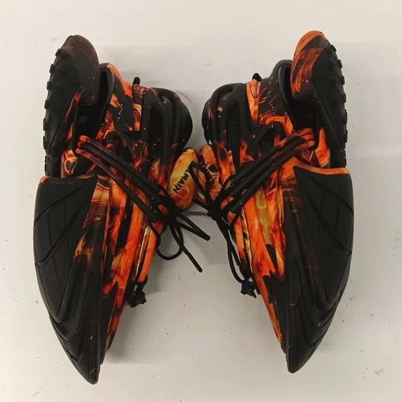 Balmain Balmain Men's Unicorn Flame Printed Low Sneakers- EU44/US11 Size US 11 / EU 44 - 4 Thumbnail