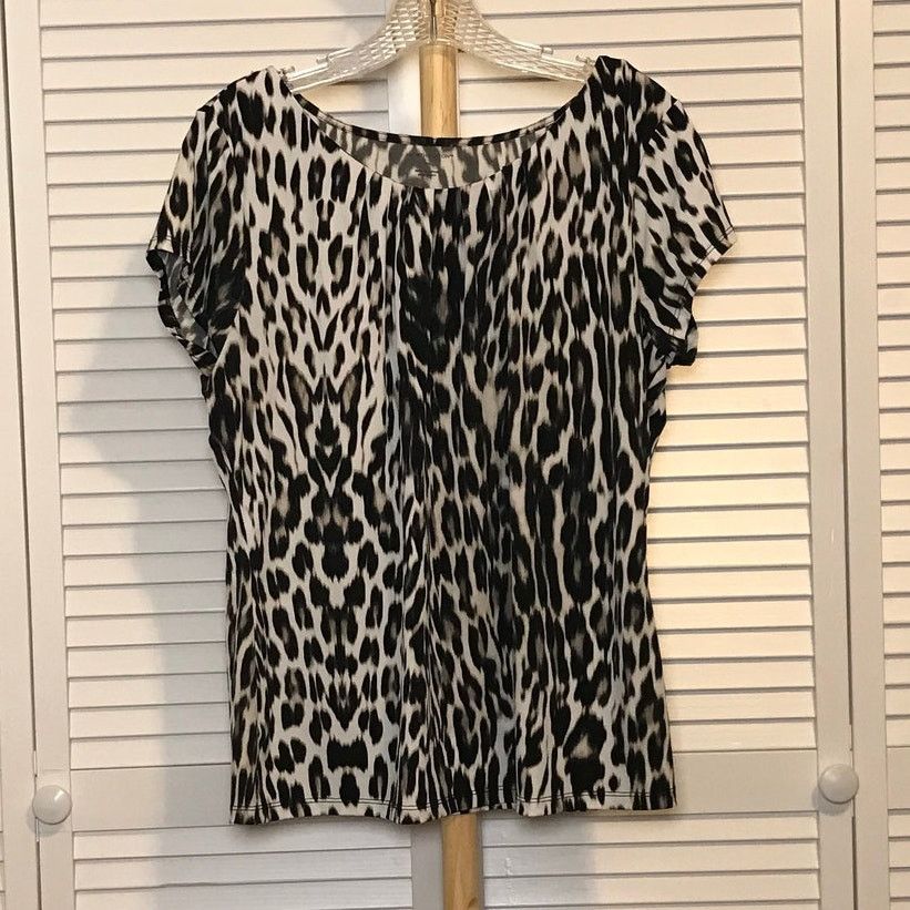 Worthington Worthington Animal Pleated Scoop Short Sleeve Blouse PXL Size XL / US 12-14 / IT 48-50 - 1 Thumbnail