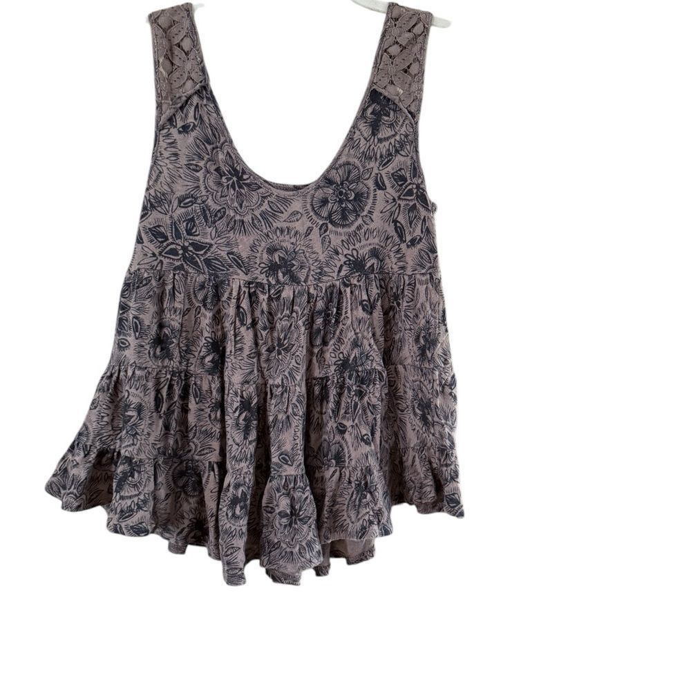 Free People Free People Gray Asymmetrical Embellished Tank Top Size XS / US 0-2 / IT 36-38 - 3 Thumbnail