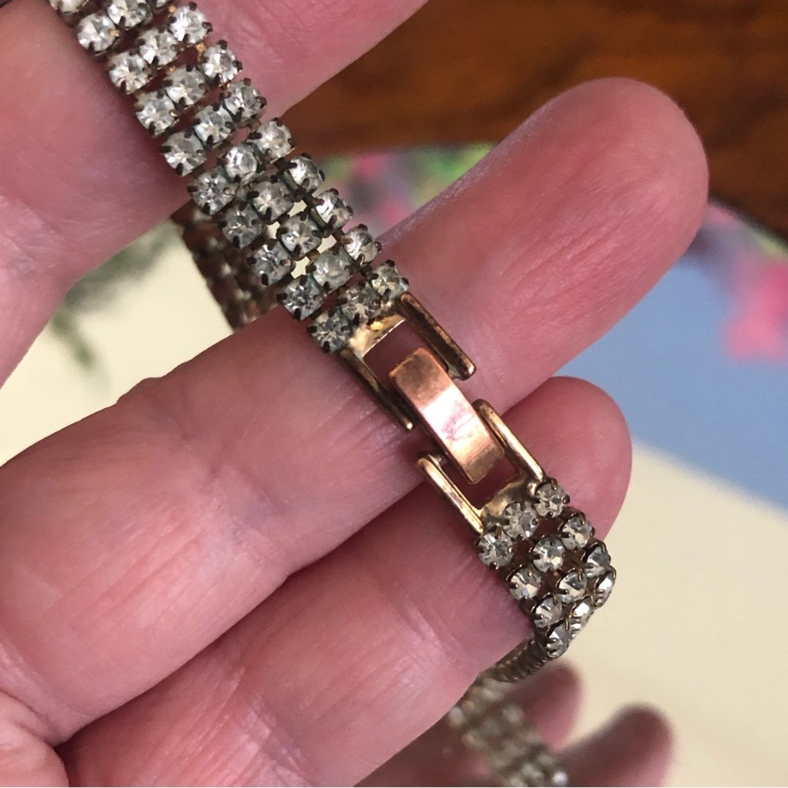 Vintage Vintage triple row clear rhinestone bracelet Size ONE SIZE - 6 Thumbnail