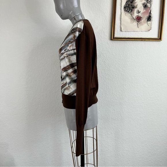 Salvatore Ferragamo × Vintage Salvatore Ferragamo Scarf Front V Neck Knit Cardigan Branded Size L / US 10 / IT 46 - 7 Thumbnail
