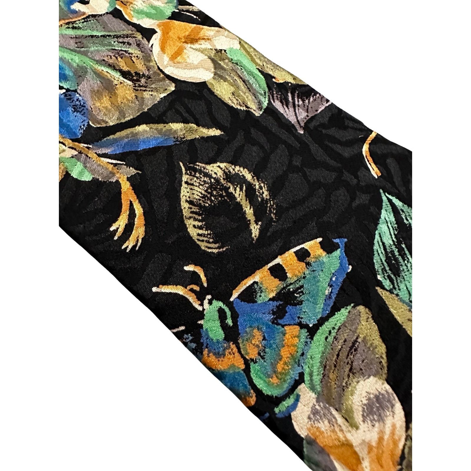 Vintage Vintage JT Beckett Tropical Print Black Silk Wide Necktie Size ONE SIZE - 3 Thumbnail