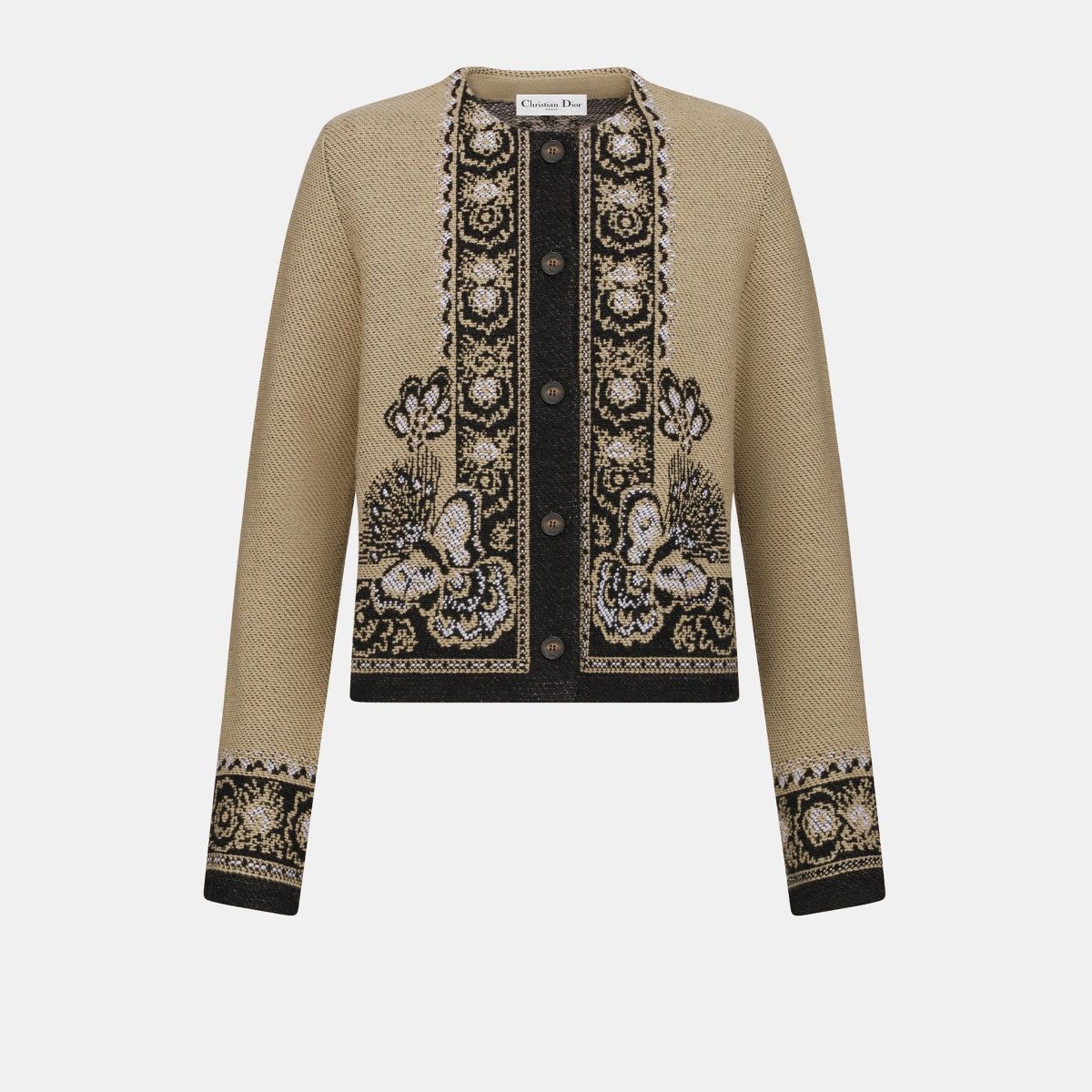 Dior o1bcso1str0225 Cardigan in Beige/Black Size L / US 10 / IT 46 - 1 Thumbnail