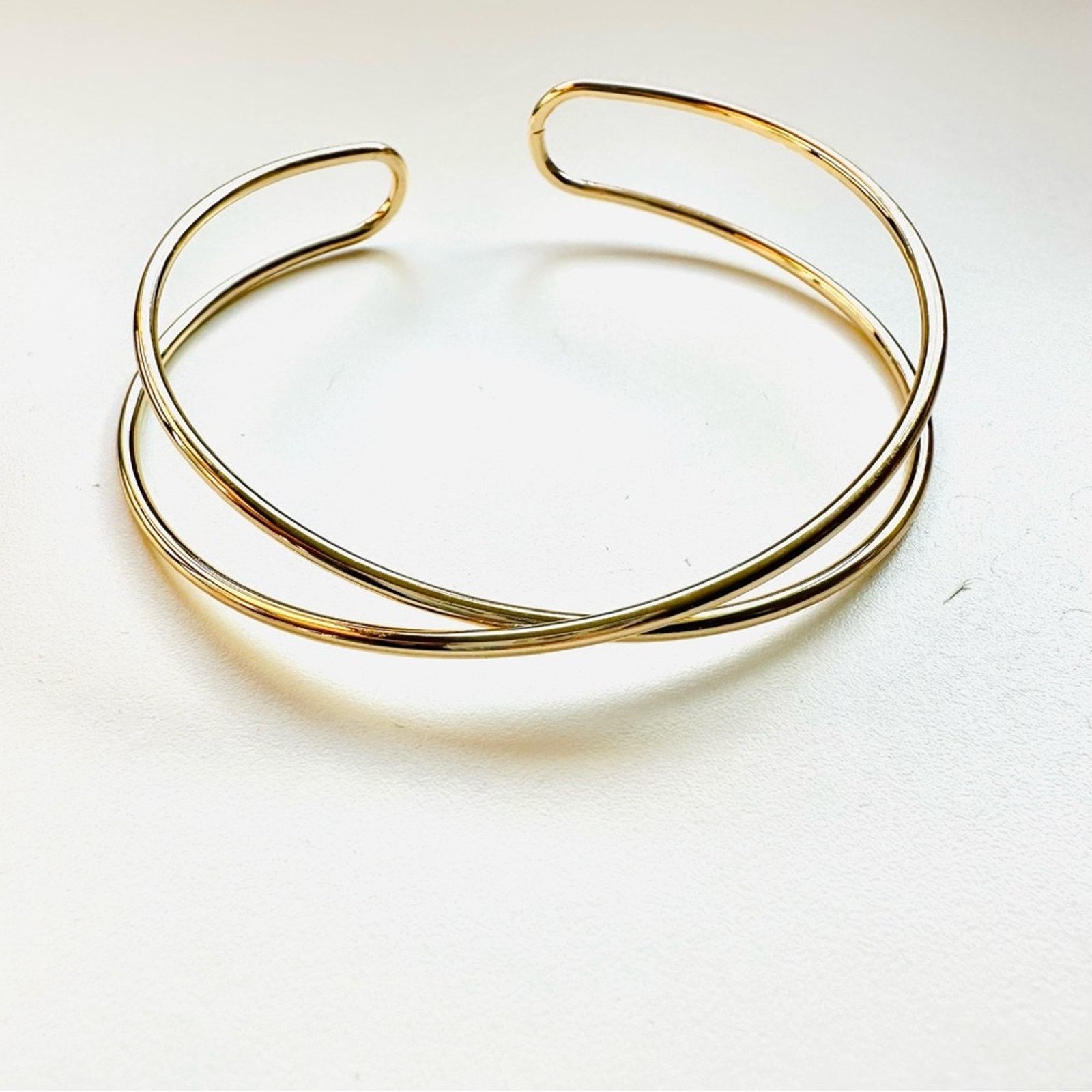 Nordstrom NEW NORDSTROM 14kt Gold Band Twisted Bracelet Bangle Cuff Size ONE SIZE - 2 Thumbnail
