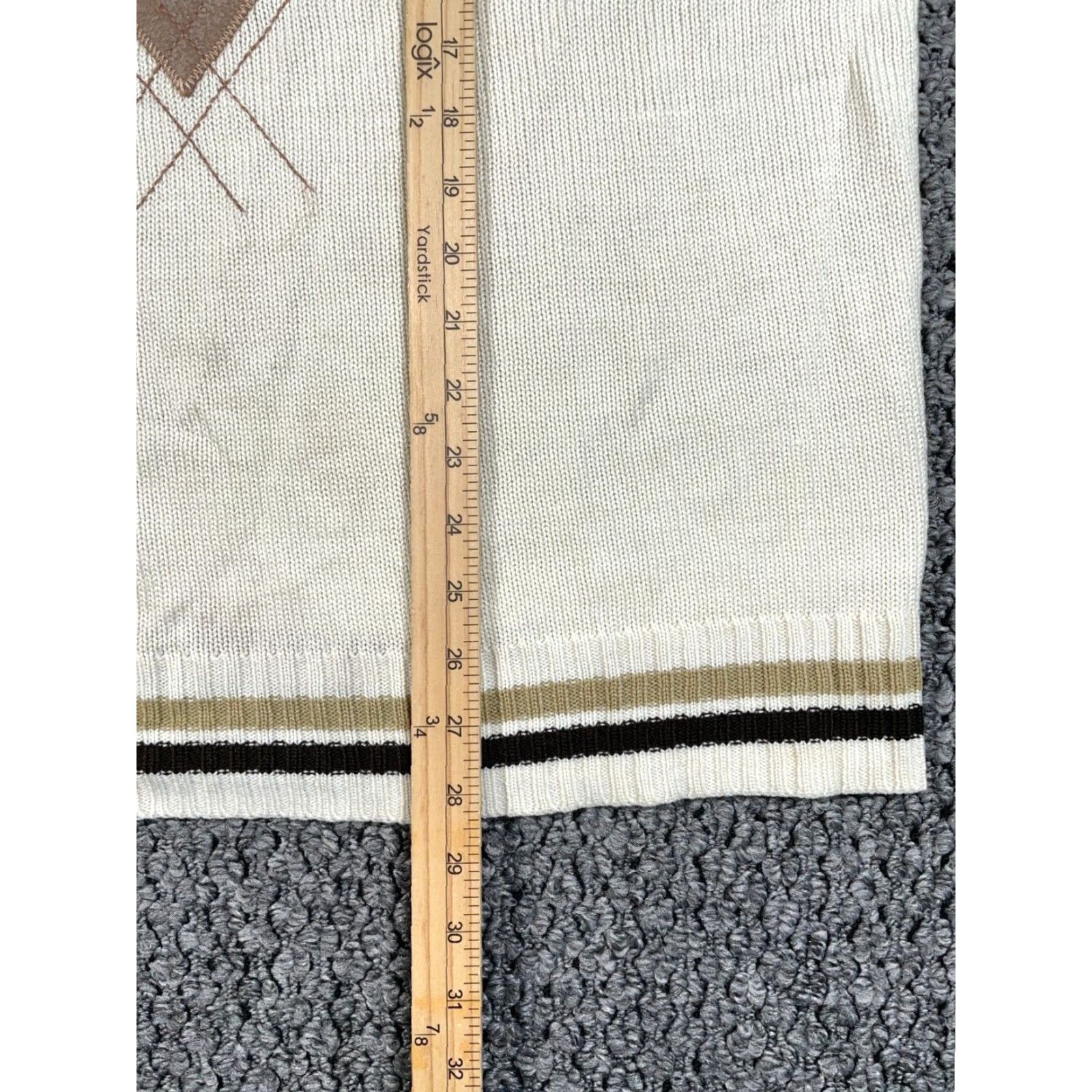 Vintage Preppy Argyle Pattern Mock Neck Sweater Adult XL Ivory Lightweight Acrylic Knit Mens Size US XL / EU 56 / 4 - 7 Thumbnail