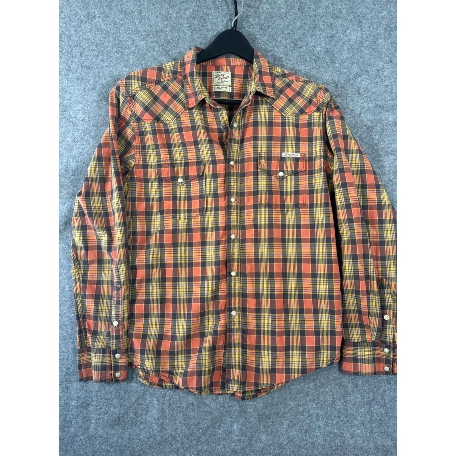 Lucky Brand Lucky Brand Western Shirt Mens M Multicolor Plaid Pearl Snap Front Flap Pocket Long Sleeve Shirts Size US M / EU 48-50 / 2 - 3 Thumbnail