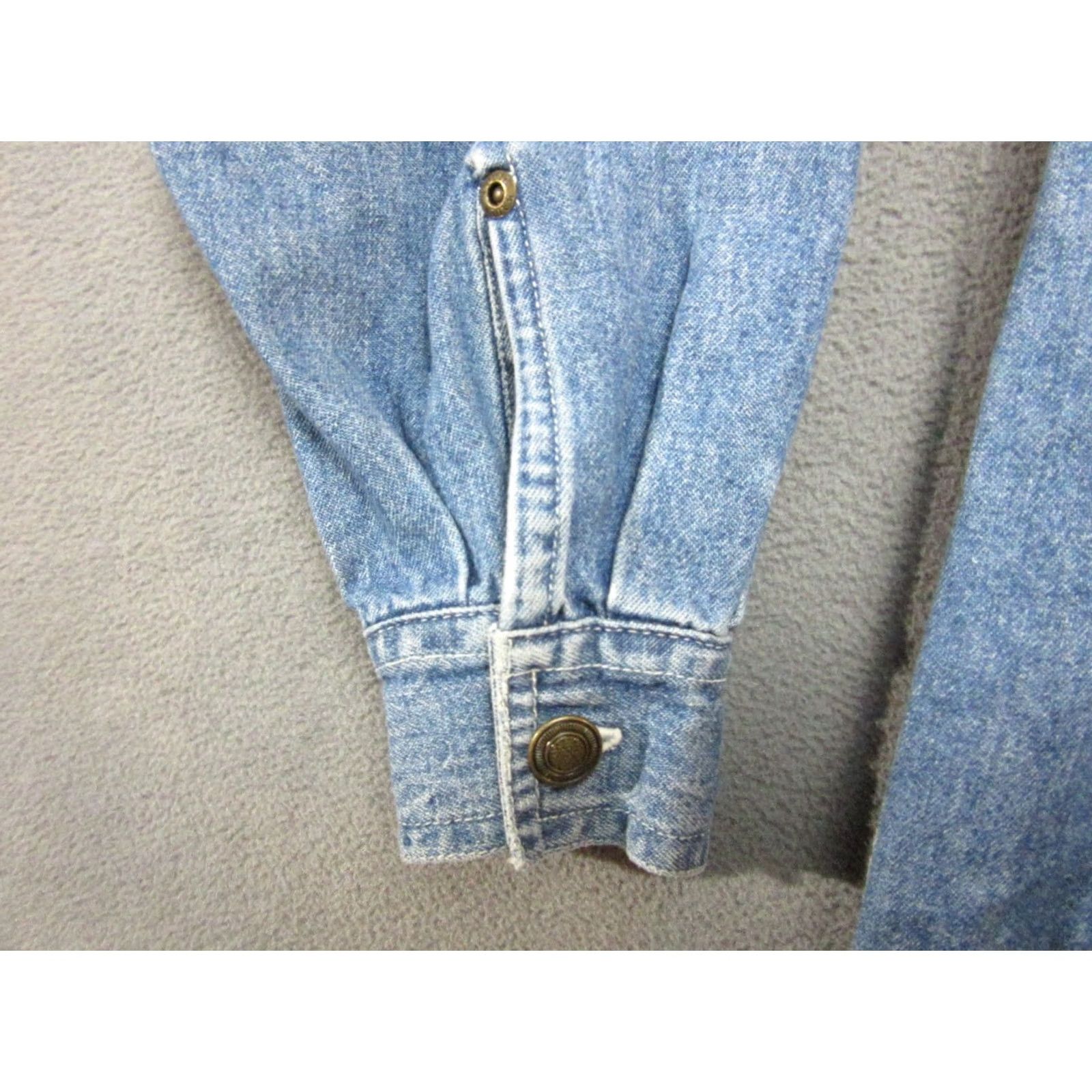 Eddie Bauer VINTAGE Eddie Bauer Shirt Womens Medium Blue Western Denim Cowboy Button-Up Long Sleeve Womens Regular Pink? Size M / US 6-8 / IT 42-44 - 3 Thumbnail