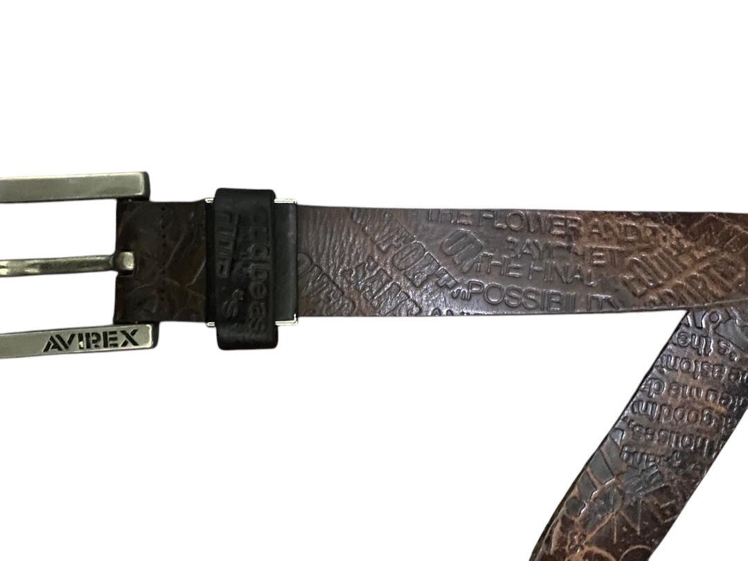 Avirex Vintage Leather Avirex Belt Monogram Design Size 30 - 6 Thumbnail