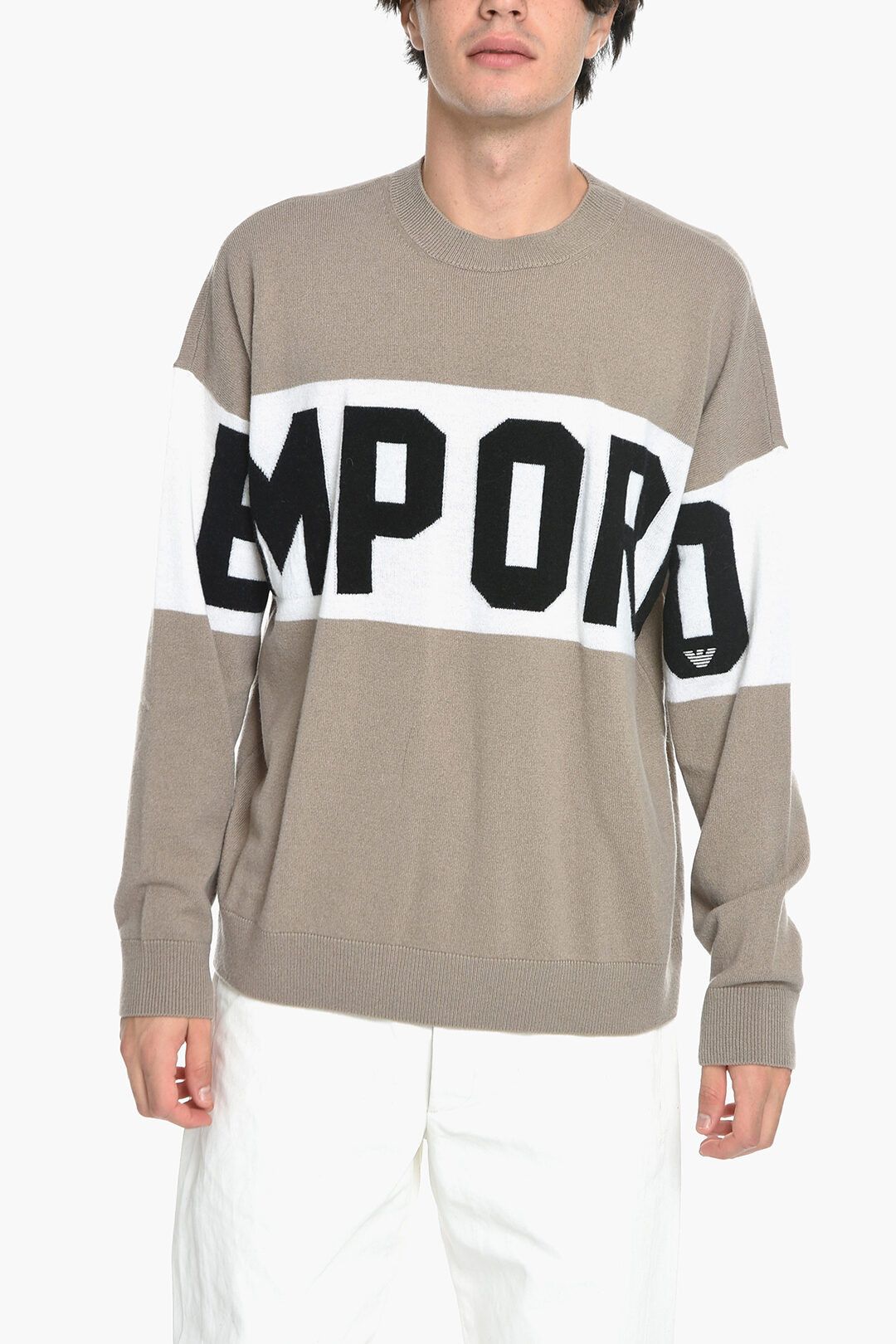 image of Armani Og1Mm1223 Crew Neck Sweater In Beige, Men's (Size 2XL)