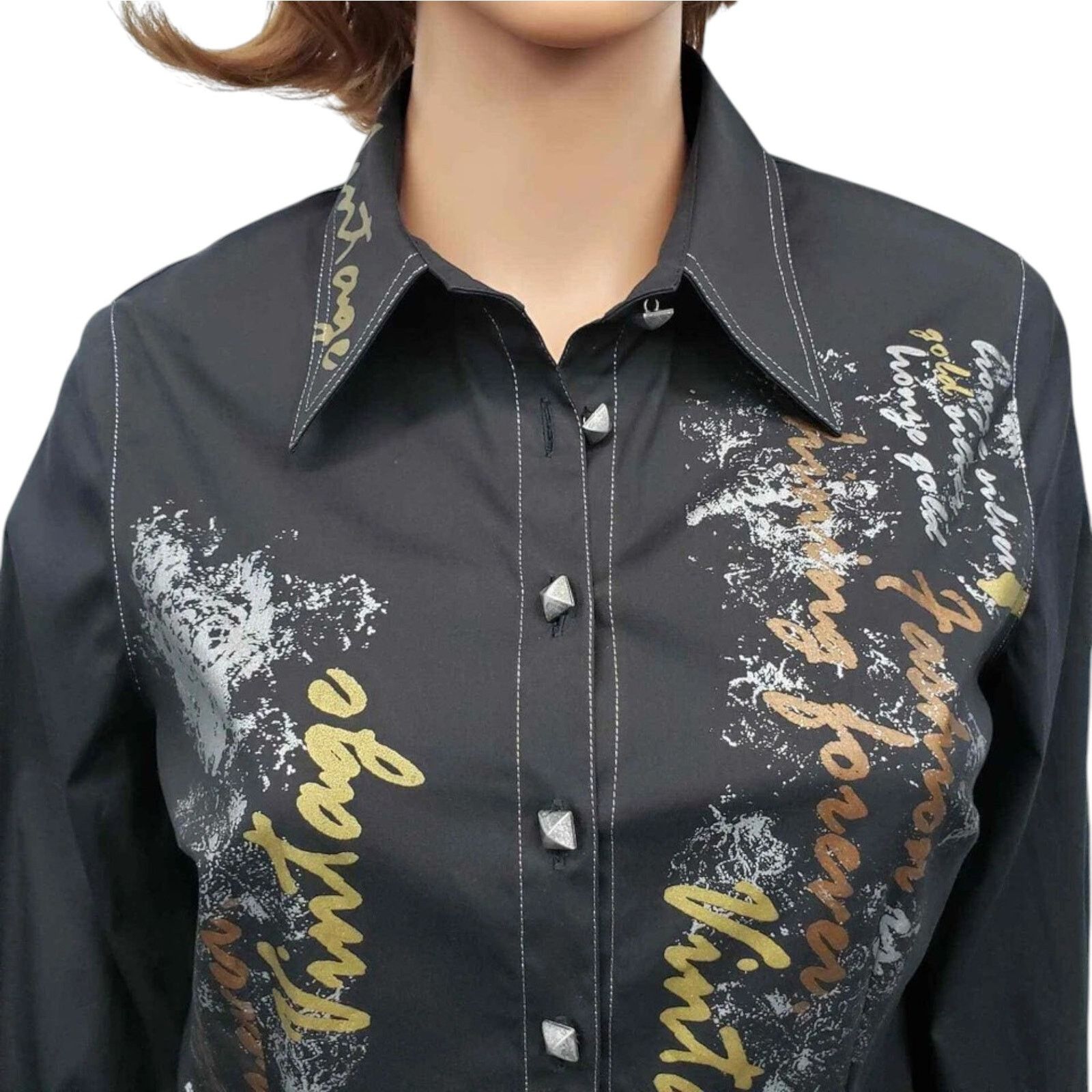 Vintage Adela Pastor Top Made in Spain 42 S Black Vintage Print Size S / US 4 / IT 40 - 4 Thumbnail