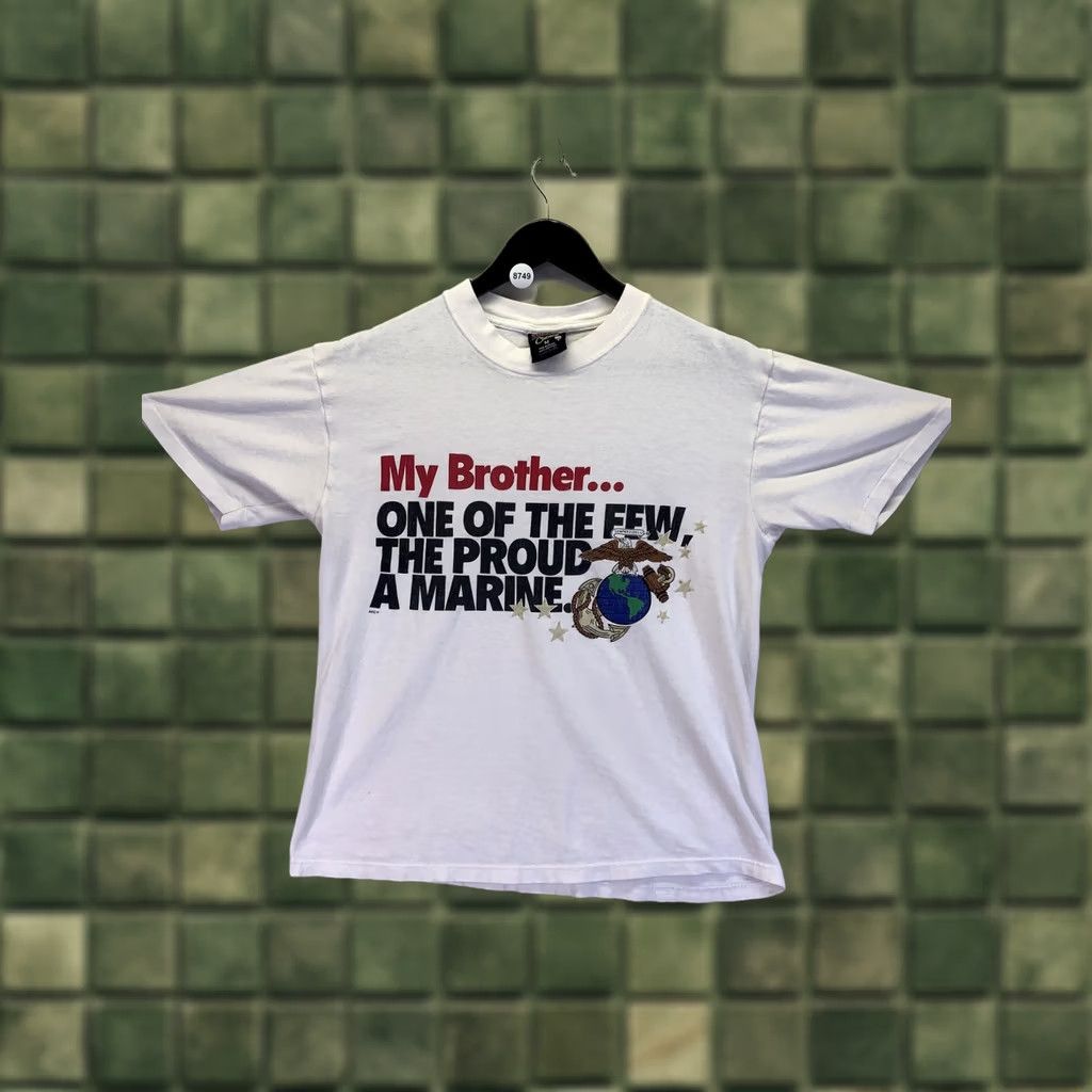 Soffe VINTAGE Soffes Choice Single Stitch My Brother Marine Adult Graphic T Shirt Medium White unisex 1990s Shirt Mens Womens Size US M / EU 48-50 / 2 - 1 Thumbnail