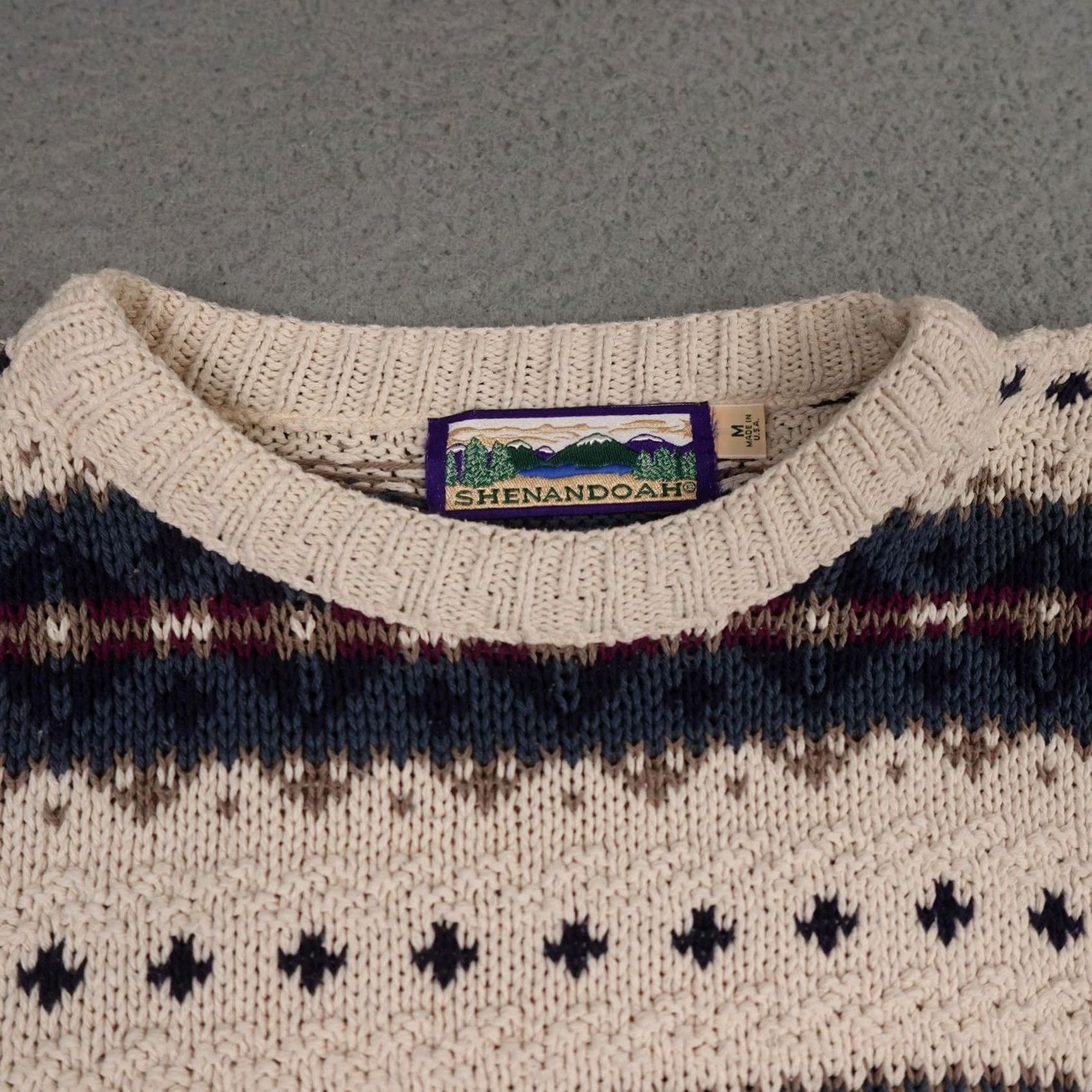 Vintage VINTAGE Shenandoah Sweater Mens M Beige Cream Fair Isle Knit Made USA 90s Size US M / EU 48-50 / 2 - 5 Thumbnail
