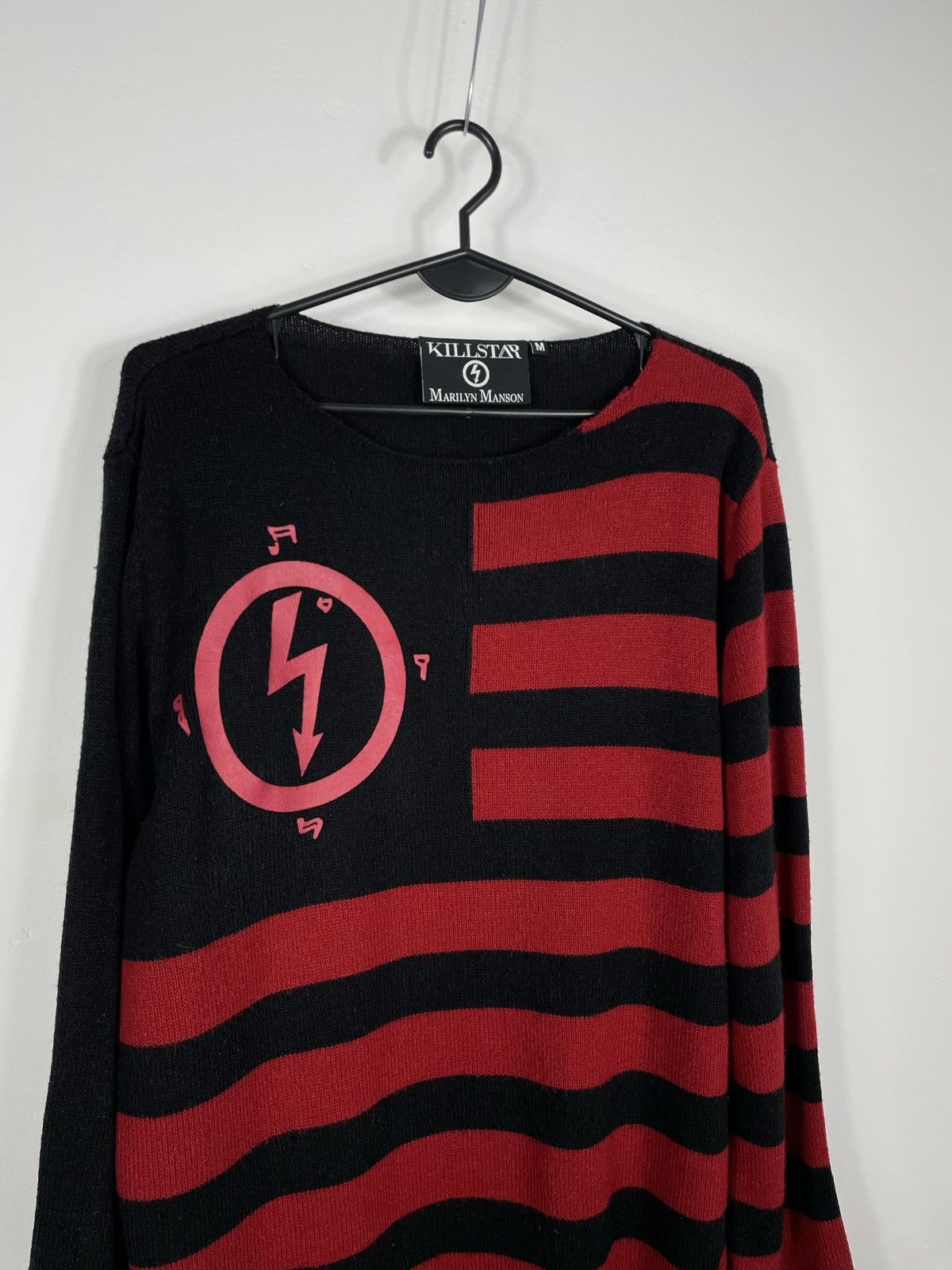 Band Tees × Killstar × Marilyn Manson MARLYN MANSON KILLSTAR STRIPED SWEATER FABRIC DISTRESSED Size US M / EU 48-50 / 2 - 4 Thumbnail