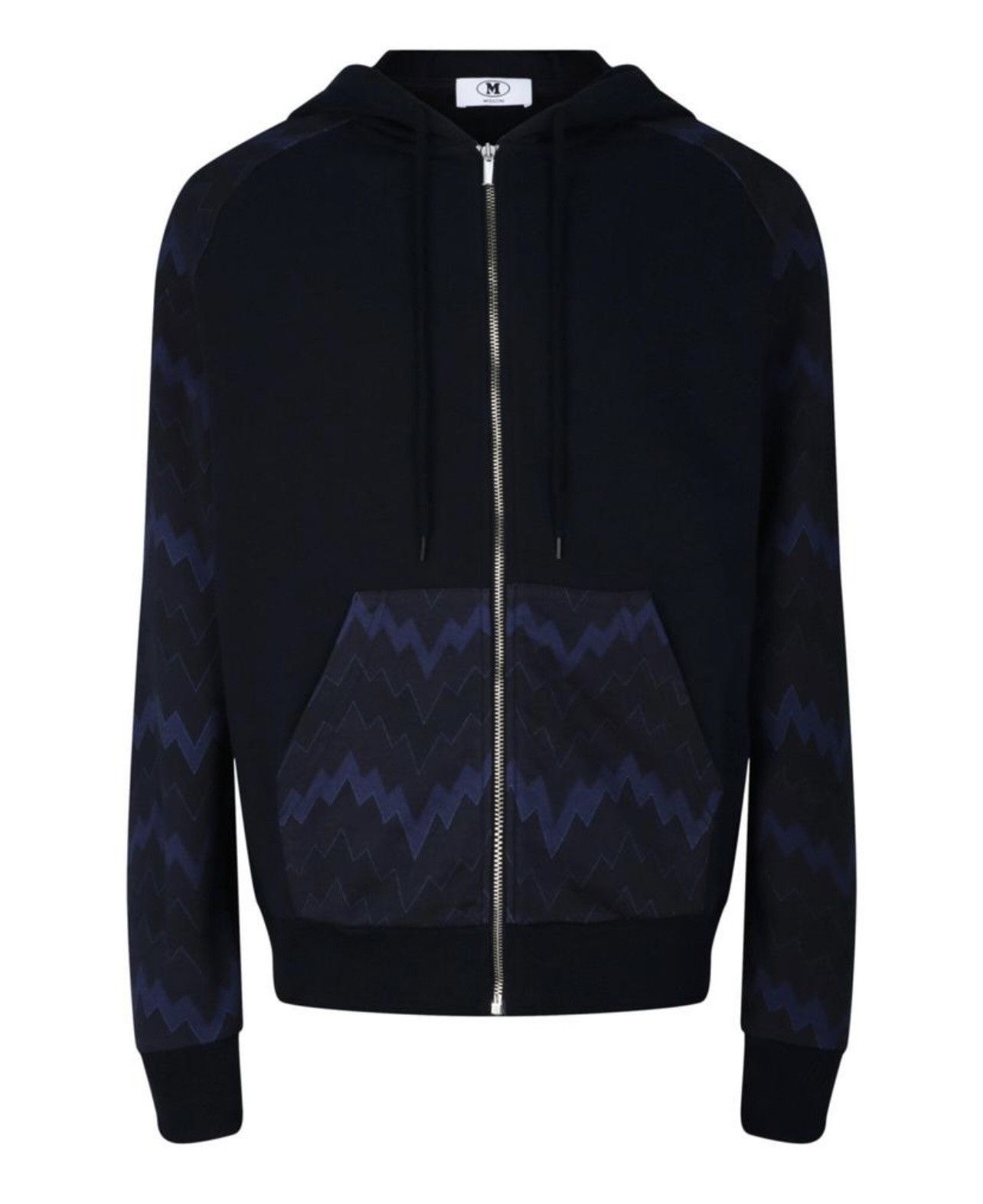 Missoni Missoni Men's Zig Zag Pattern Zip Hoodie Navy Blue X-Large Size US XL / EU 56 / 4 - 2 Thumbnail