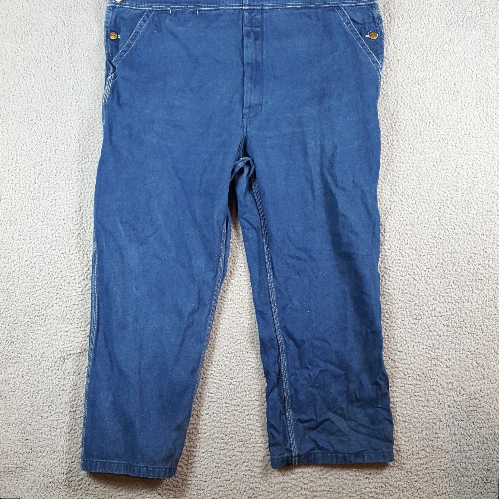 Vintage VINTAGE Big Smith Carpenter Bibs Jeans Denim Workwear 42 Mens 5-Pocket Design Blue Cotton Overalls Bibs 27in Inseam 80s 90s Retro Workwear Size US 42 / EU 58 - 6 Thumbnail