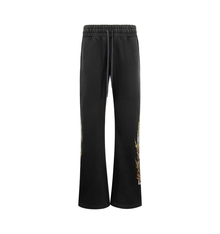 Who Decides War o1h1sh11225 Flame Glass Hardware Sweatpant in Black Size US 36 / EU 52 - 1 Thumbnail