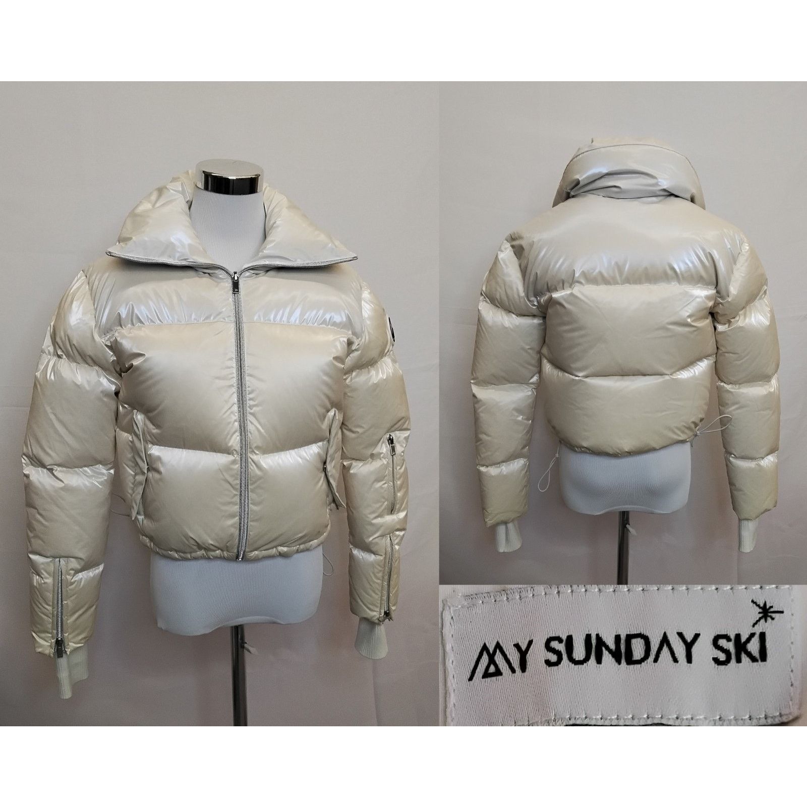 My Sunday Ski Down Jacket Women's Small Cream Holographic