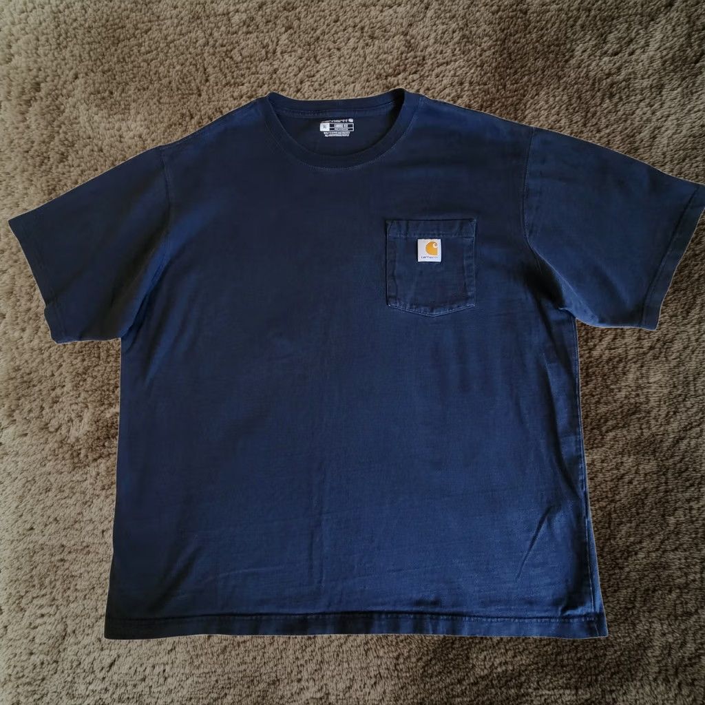 Carhartt Shirt Mens 1XL Blue Loose Fit Short Sleeve Cotton Pocket Tee K87 Heavyweight Workwear, Men's