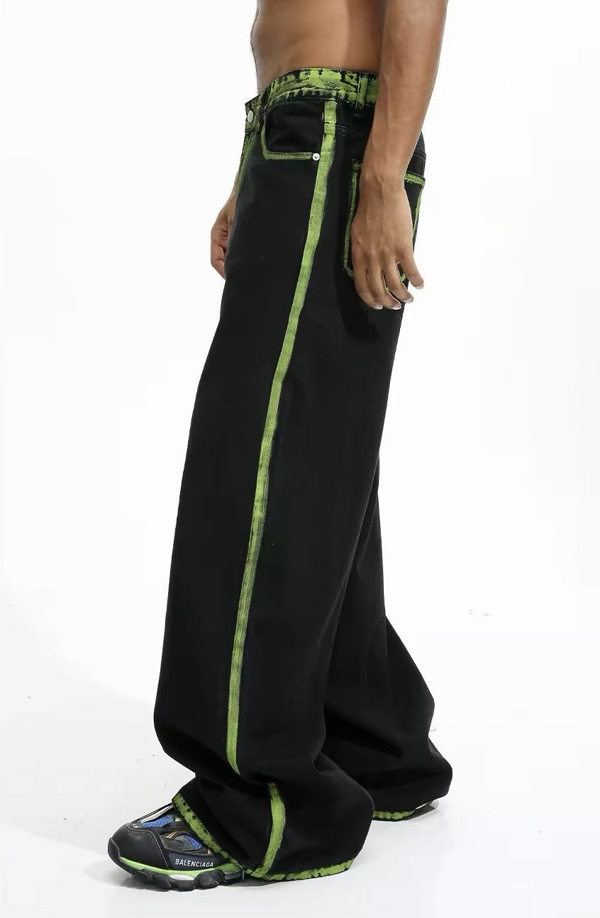 Jean Hand-painted Graffiti Baggy Black Jeans Size US 29 - 3 Thumbnail