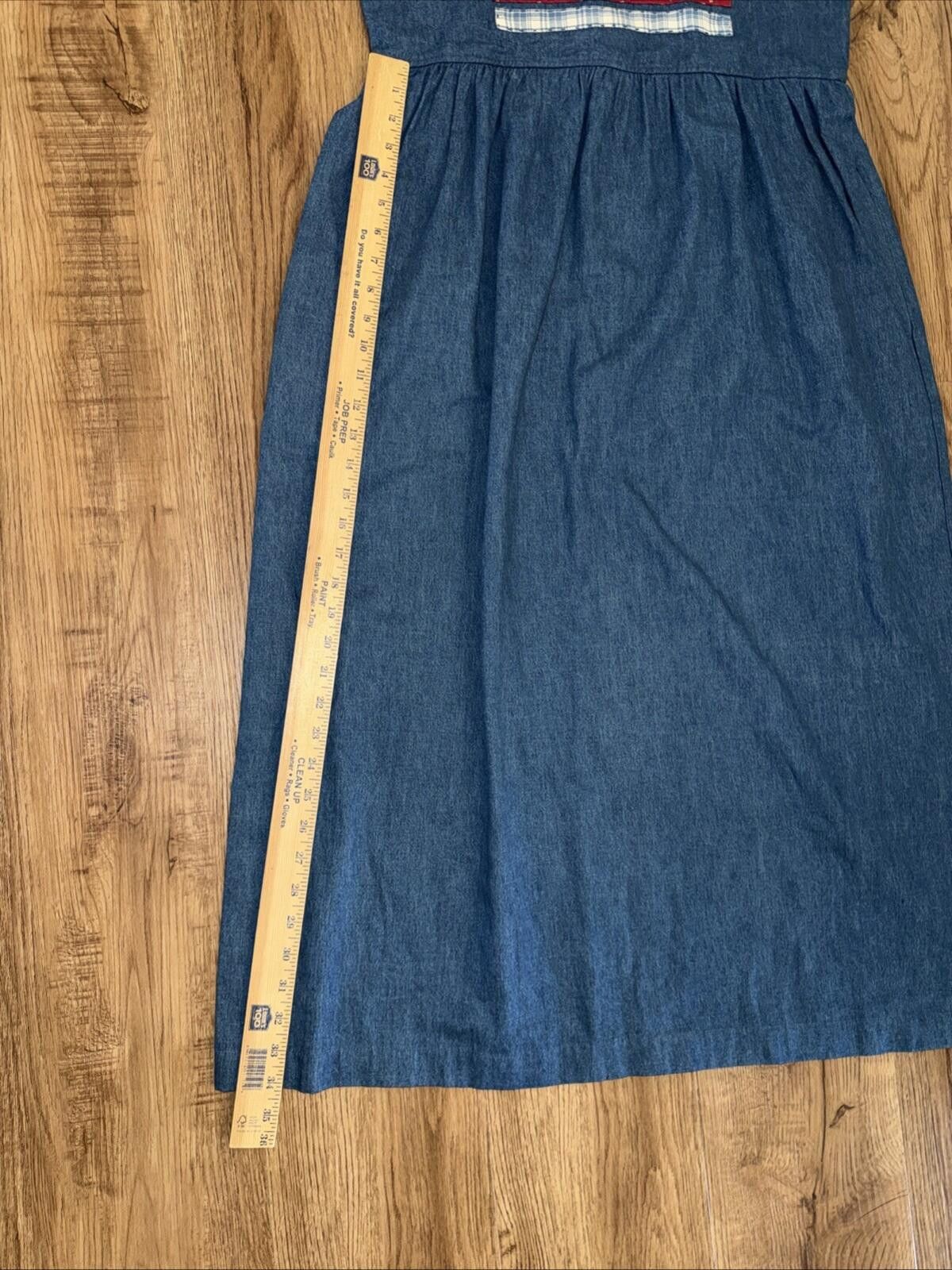 Other Vtg Susan Bristol Dress Cottage Prairie Pinafore Blue Denim Size L / US 10 / IT 46 - 7 Thumbnail