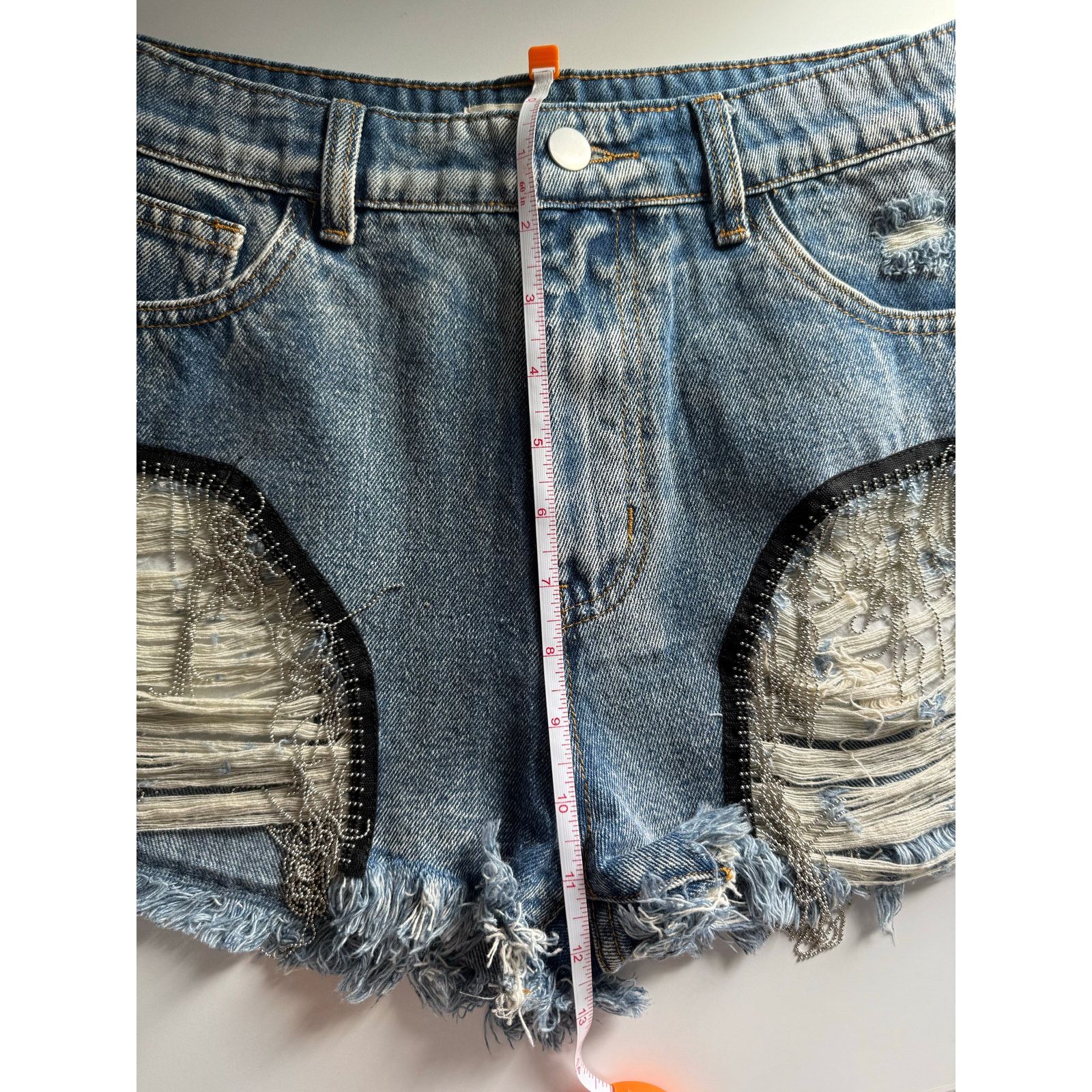 Free People $80 New POL Boho Embellished Jean shorts - Small Size 27" / US 4 / IT 40 - 10 Thumbnail