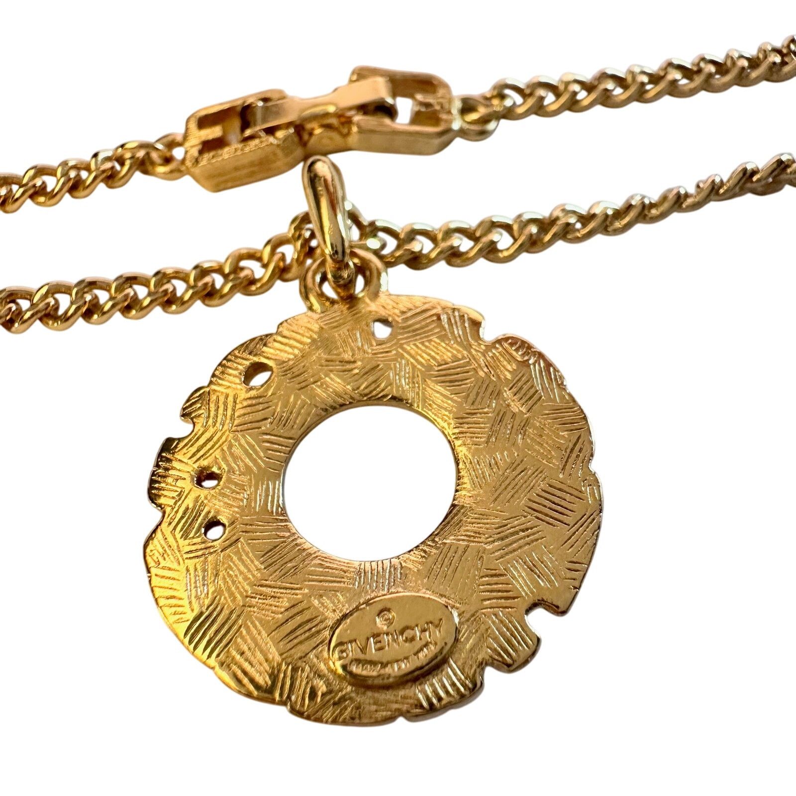 Givenchy Givenchy Paris Round Pendant with Rhinestones Necklace Size ONE SIZE - 10 Thumbnail