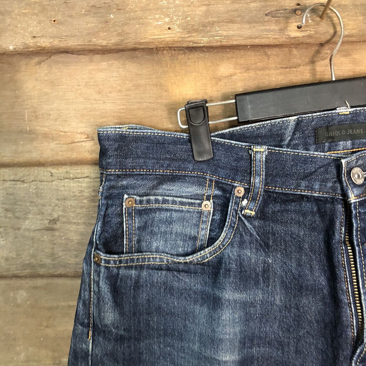 Japanese Brand Uniqlo Jeans Blue Distressed Denim Pants #7324 Size US 35 - 4 Thumbnail