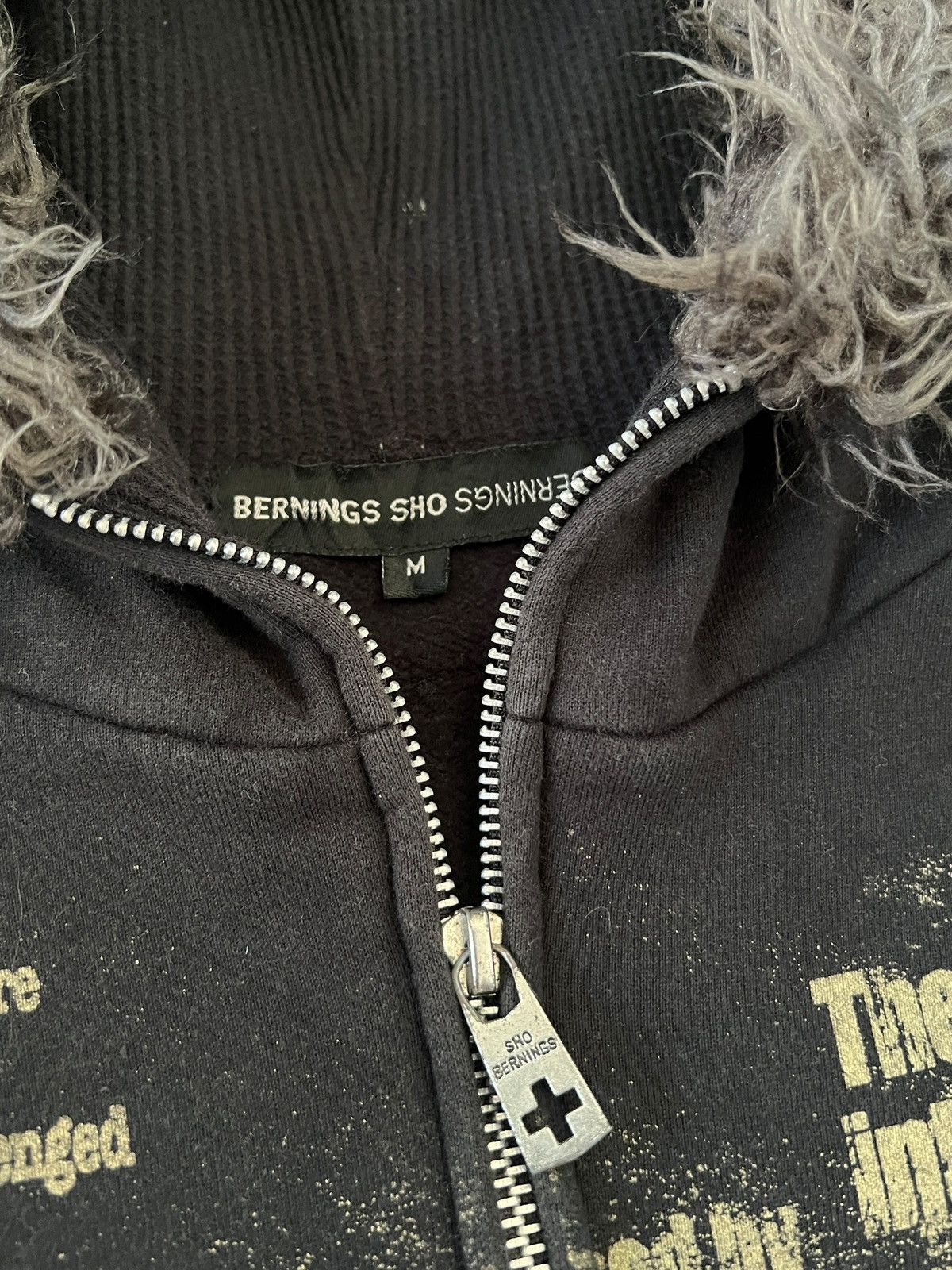 BERNINGS SHO 2000s Bernings Sho Anarcho Poem Fur Hoodie Size US S / EU 44-46 / 1 - 7 Thumbnail