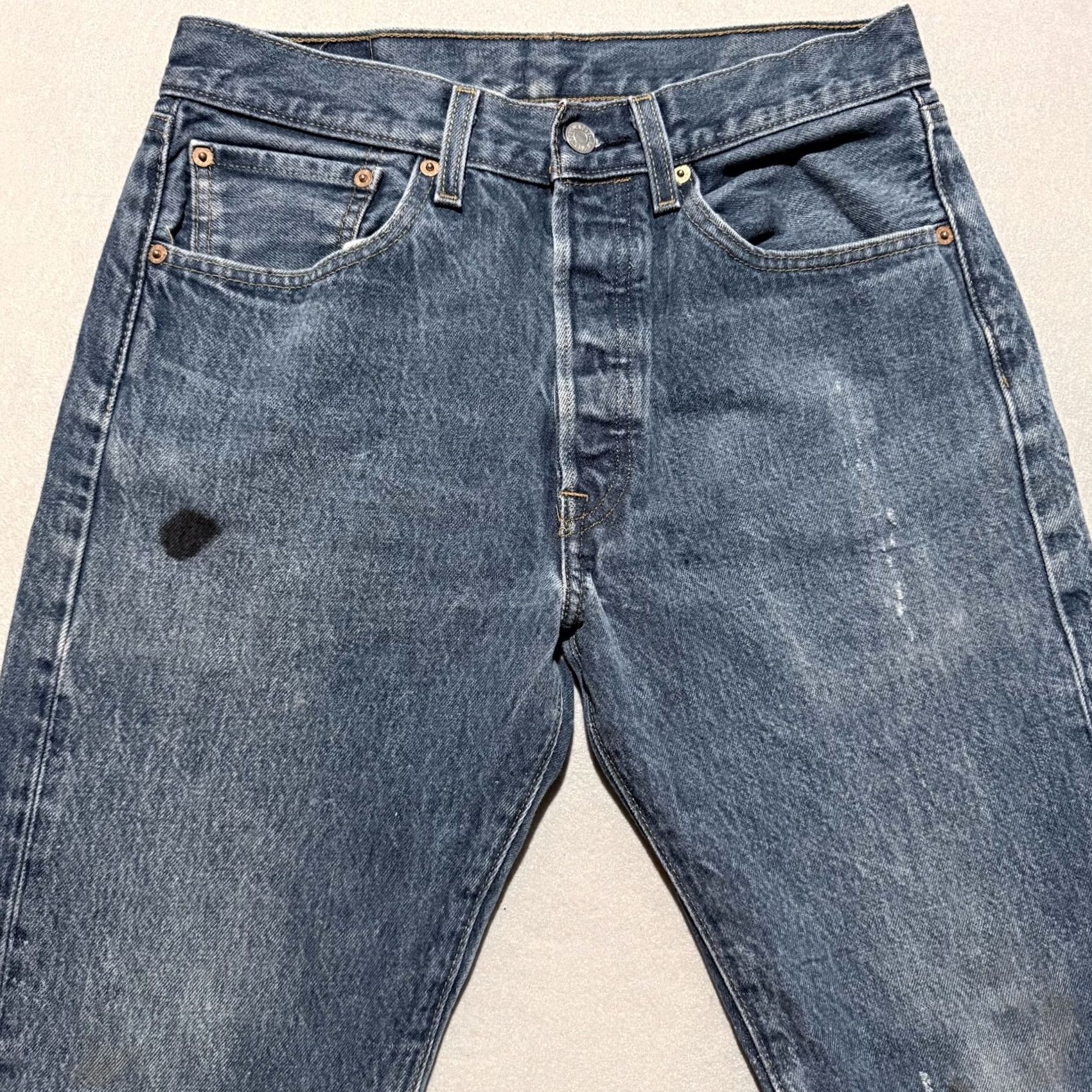 Levi's Levi’s 501 Jeans Mens Blue Denim Mid Rise Straight Button Fly - 29x27.5 Size US 29 - 3 Thumbnail