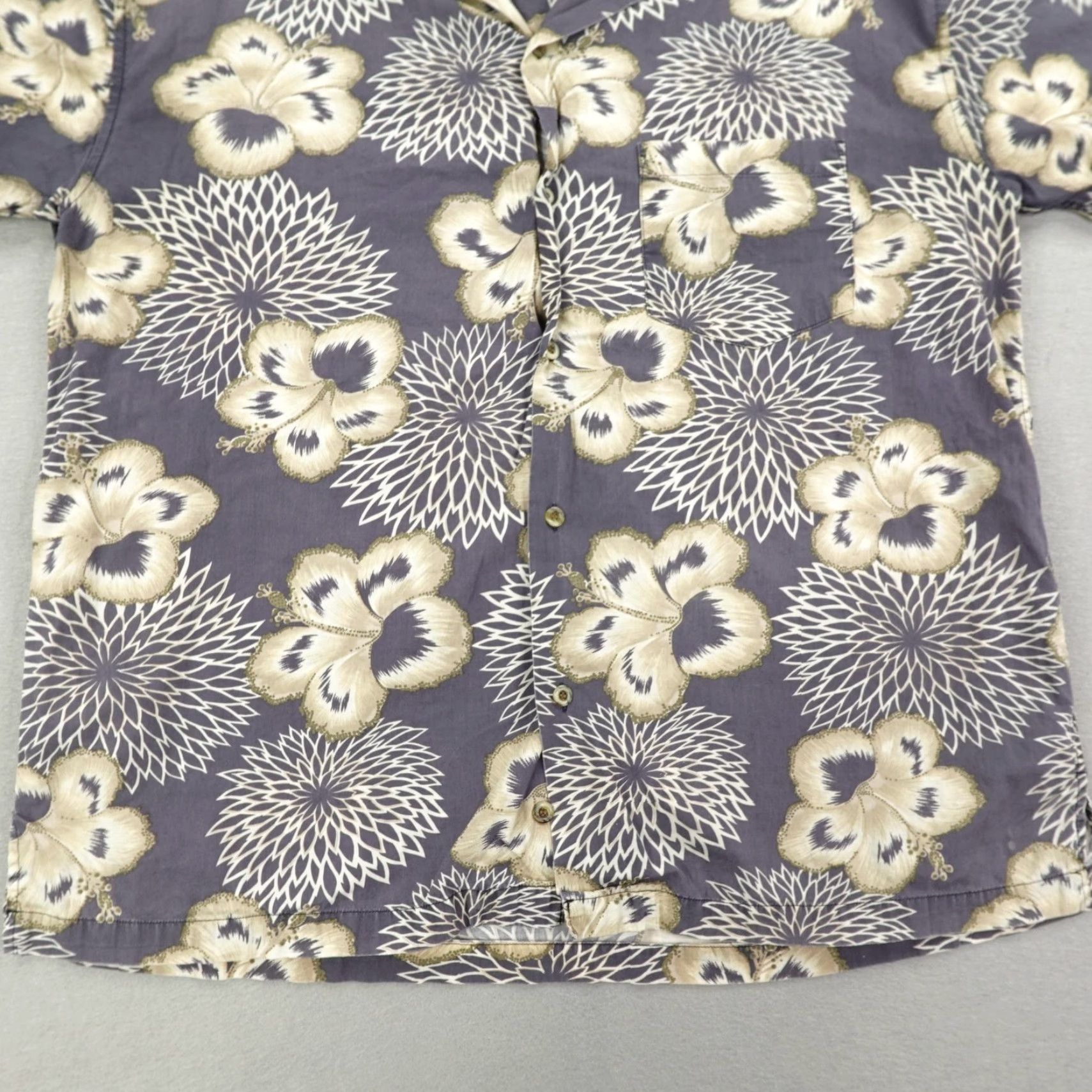 Vintage VINTAGE Splatt Men's Shirt Large Cotton Hawaiian Floral Short Sleeve Surfer Y2K Blue Gray Size US L / EU 52-54 / 3 - 4 Thumbnail