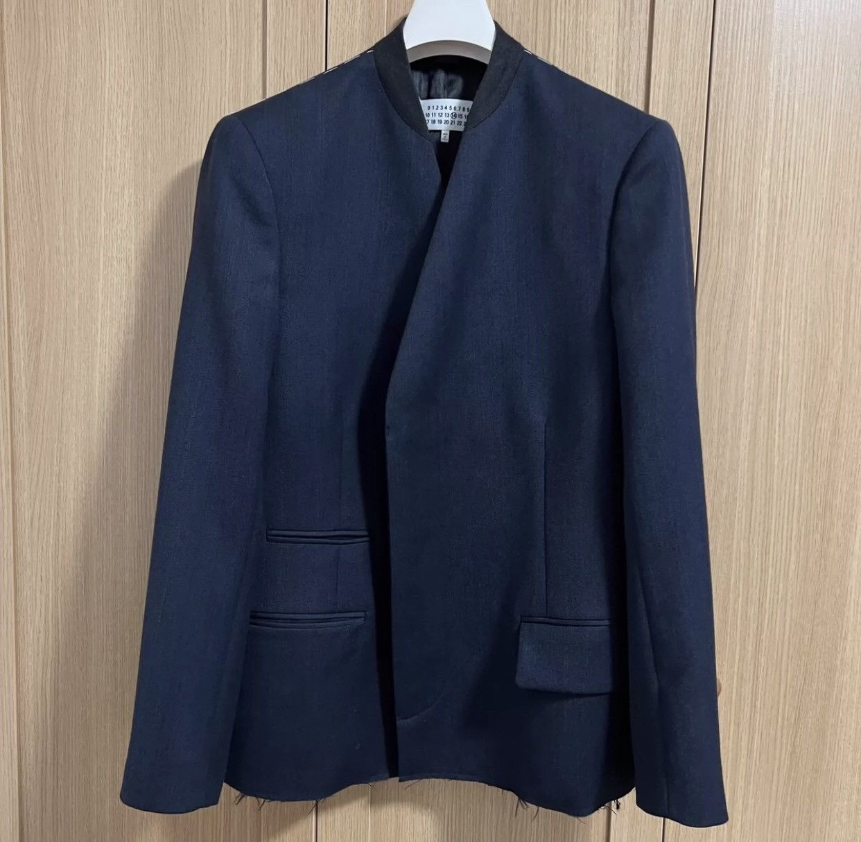 Maison Margiela Maison Margiela Dark Blue Collarless Suit