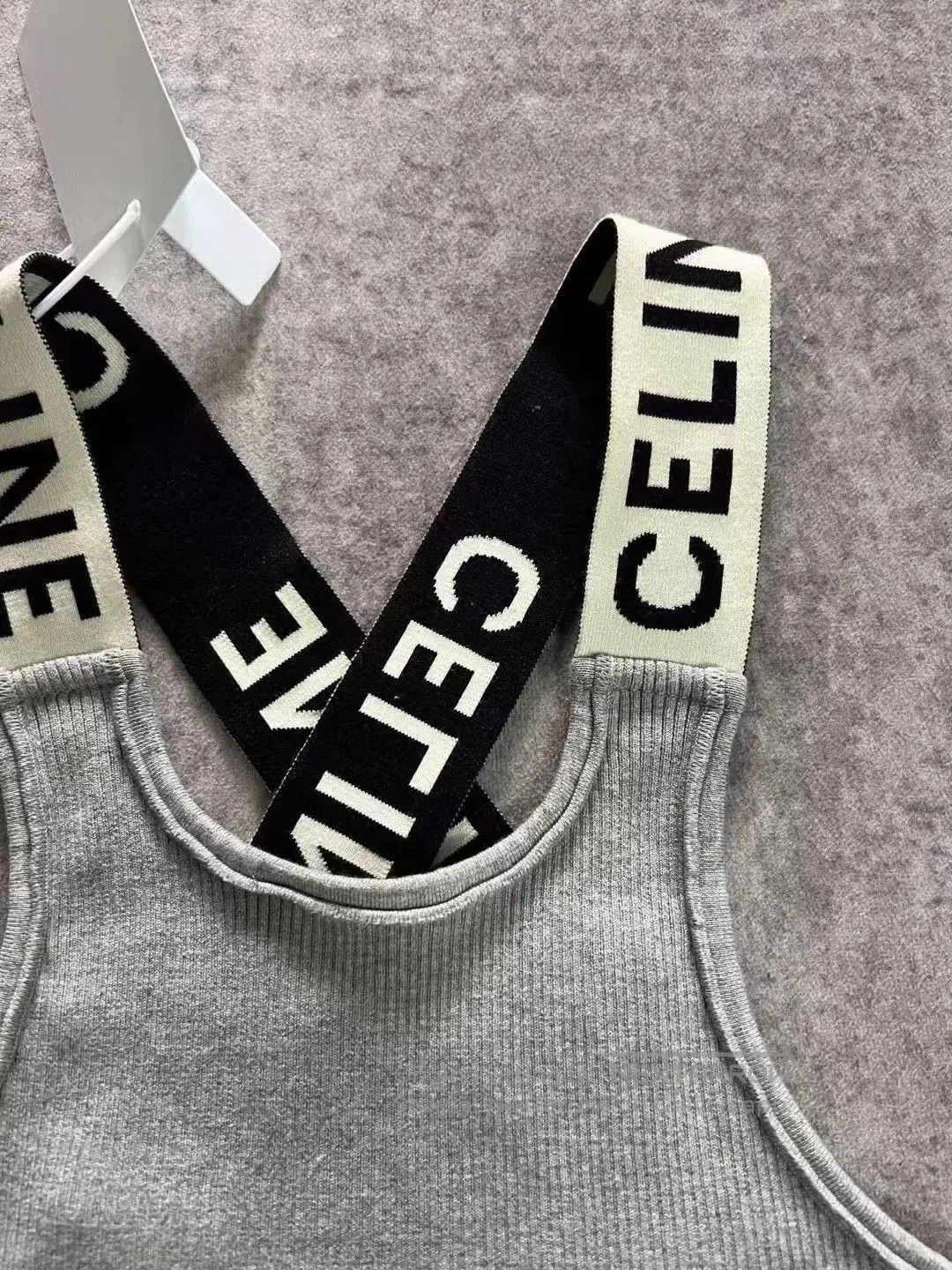 Celine gray sports tank top with logo straps. Size M / US 6-8 / IT 42-44 - 3 Thumbnail