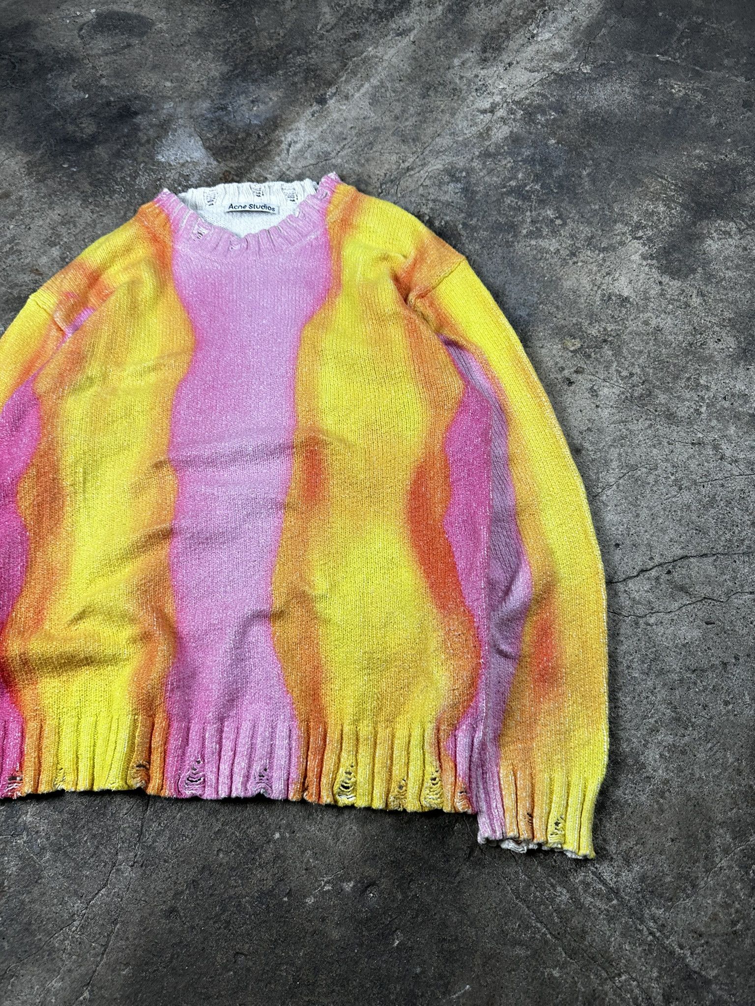Acne Studios FW21 Acne Studios Motion Striped Distressed Knit Sweater Size US M / EU 48-50 / 2 - 3 Thumbnail