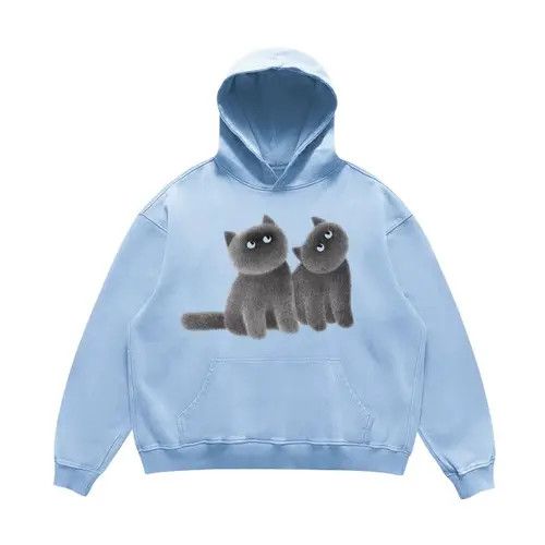 VIBE Hip Hop Street Cat Print Casual L Hooded Sweatshirt Size US L / EU 52-54 / 3 - 7 Thumbnail