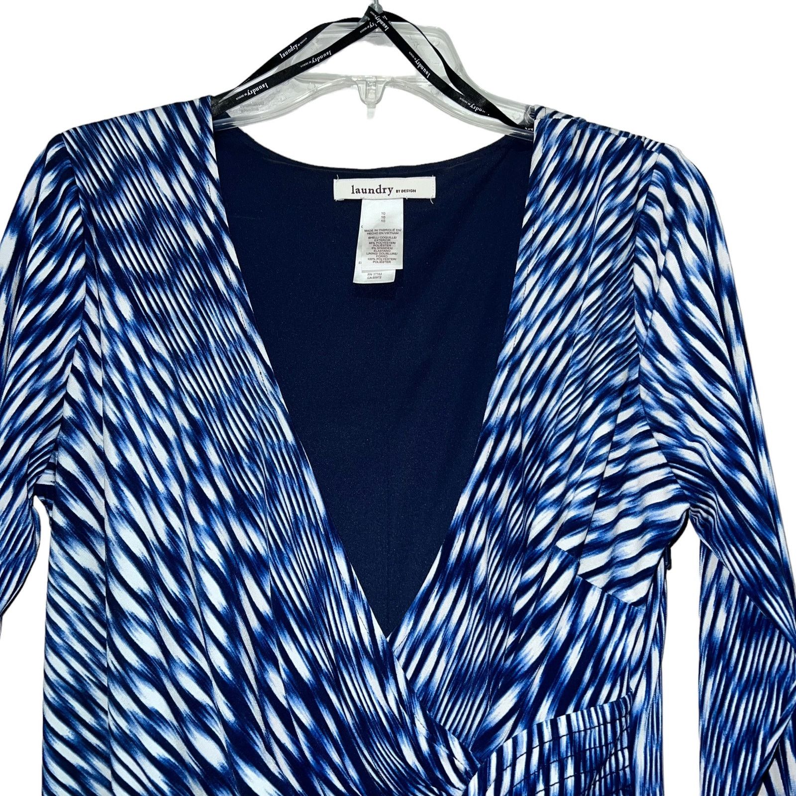 Other Laundry by Design Black Blue Print Faux Wrap Dress 10 Size L / US 10 / IT 46 - 8 Thumbnail