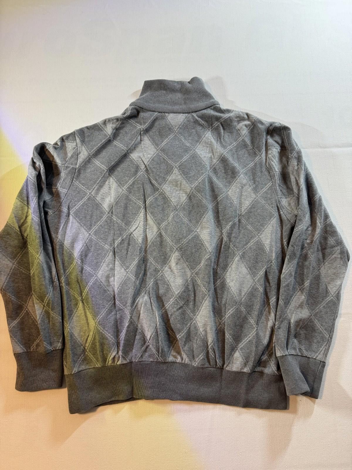 Hugo Boss Hugo Boss Men’s Large Grey Argyle Zip Up Sweater Mock Neck Size US L / EU 52-54 / 3 - 7 Thumbnail