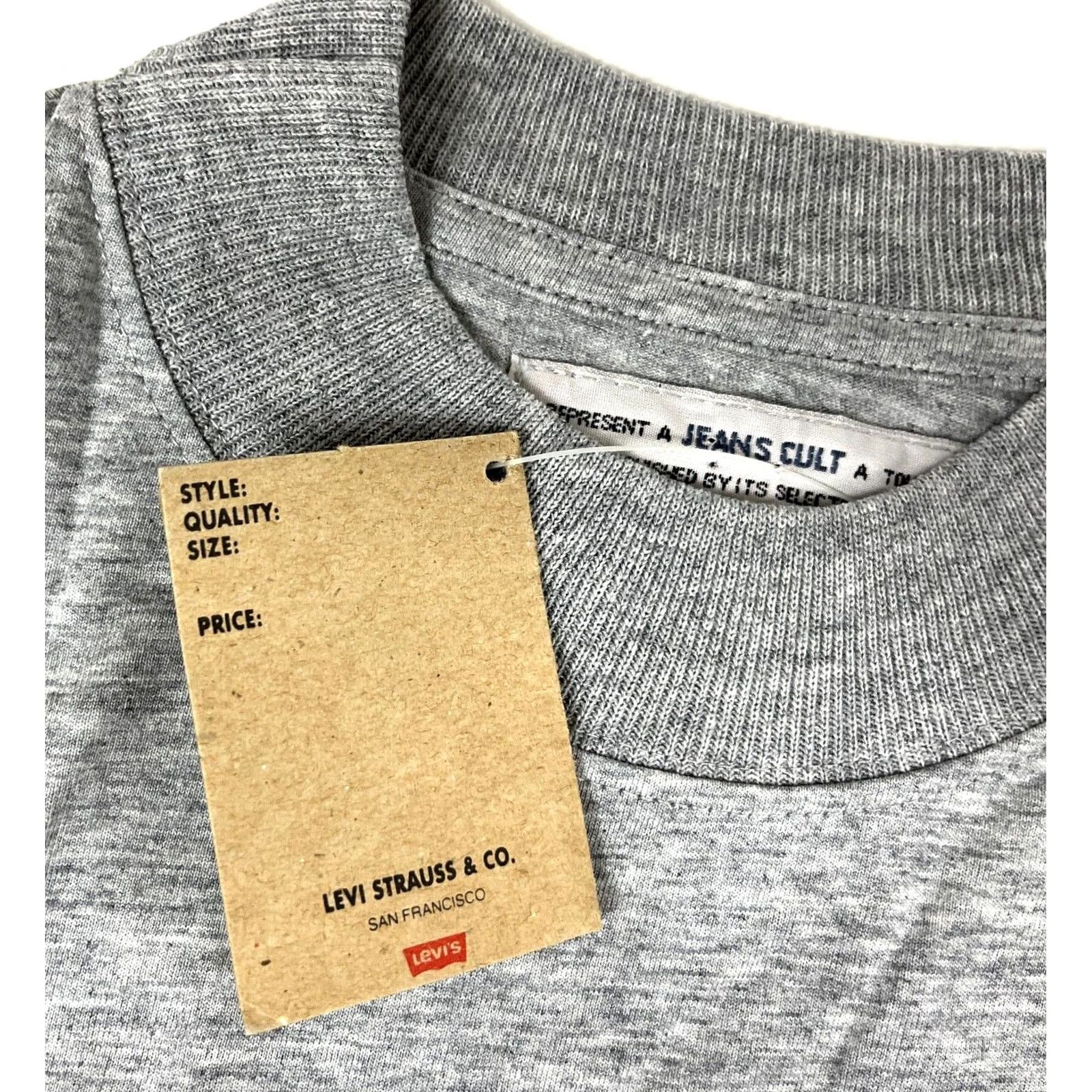 Levi's VINTAGE Levi's 501 Jeans Cult Men T-Shirt Long Sleeve Crew Neck Sz L Gray 1990s 90s Size US L / EU 52-54 / 3 - 7 Thumbnail