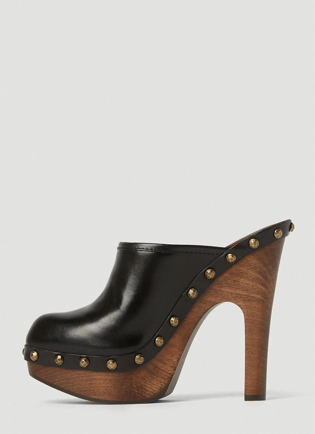 image of Saint Laurent Paris Oc11Z10524 Joan 105Mm Leather Platform Mule Shoess In Brown/black Shoes, Women'