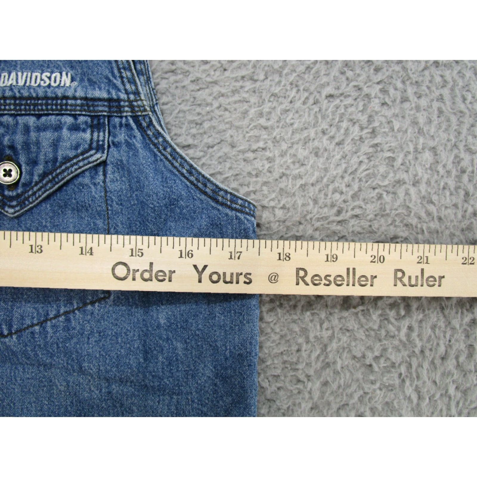 Harley Davidson VINTAGE Harley-Davidson Denim Vest Men's Size S Double Sided Motorcycle Bomber Jacket Size US S / EU 44-46 / 1 - 5 Thumbnail