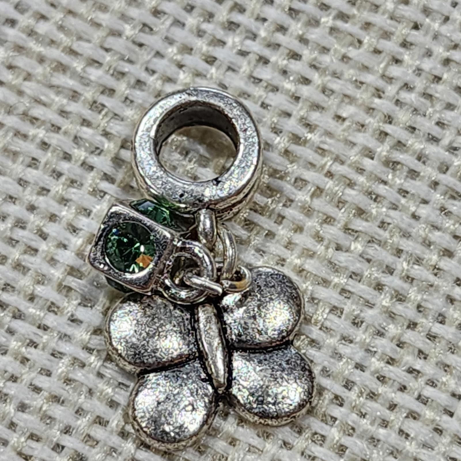 Unknown London Silver Butterfly Charm with Green Gem Accents Size ONE SIZE - 4 Thumbnail