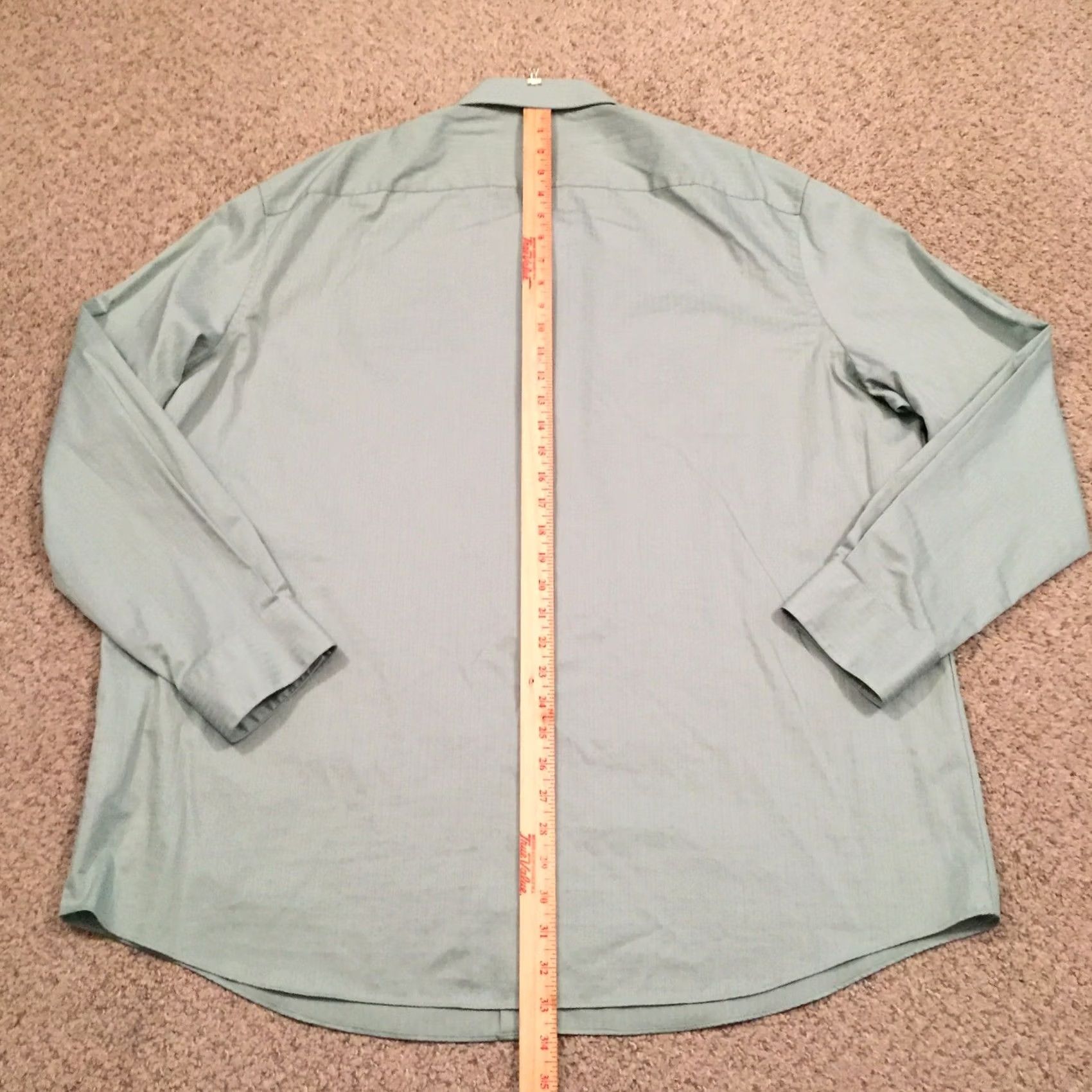 Van Heusen Van Heusen Shirt Mens 2XL Green Striped Long Sleeve Button-Up Stretch Size US XXL / EU 58 / 5 - 6 Thumbnail