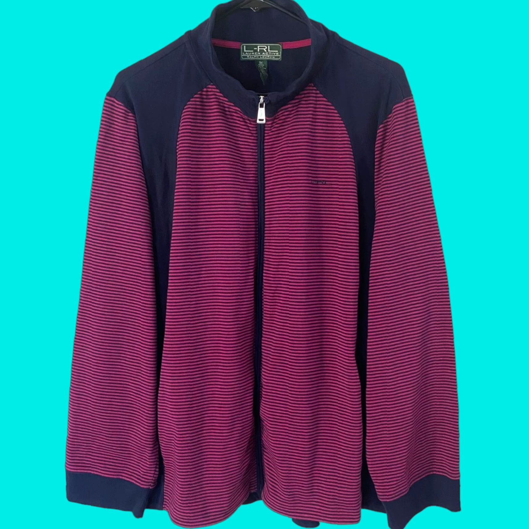 Ralph Lauren VINTAGE Lauren Ralph Lauren Jacket Womens Plus 3X Pink Stripe Full-Zip Cotton Blend Y2K Striped Size XXL / US 16-18 / IT 52-54 - 1 Thumbnail