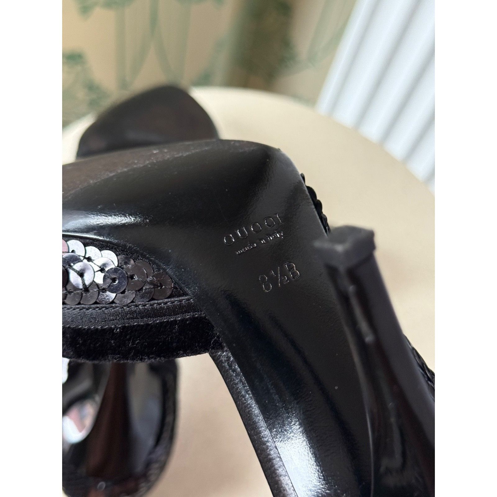 Gucci Gucci Black Sequin Leather High Heels Pumps Pointed Toe 38.5 Size US 8.5 / IT 38.5 - 14 Thumbnail